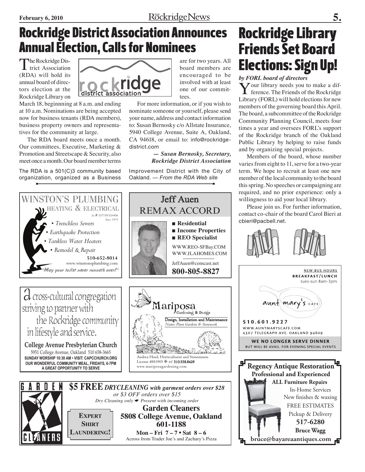 Click to zoom in The Rockridge News, February 2010, page 5