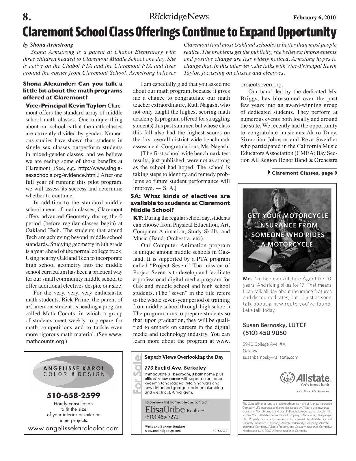 Click to zoom in The Rockridge News, February 2010, page 8