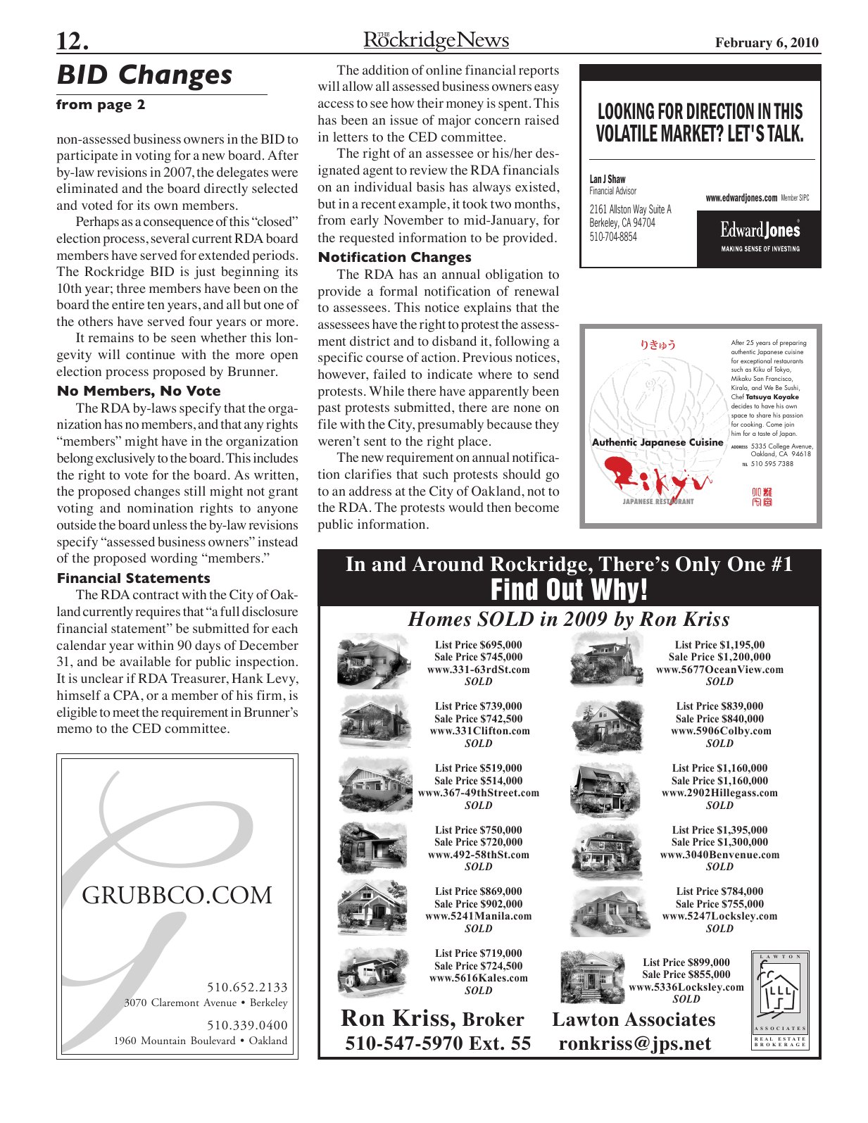 Click to zoom in The Rockridge News, February 2010, page 12