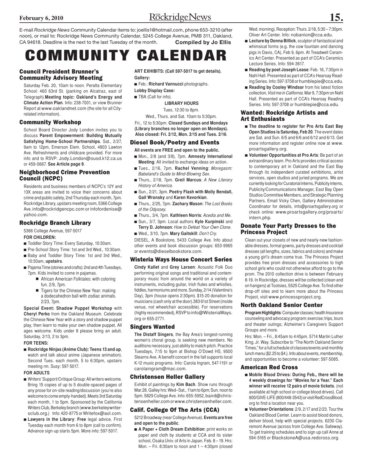 Click to zoom in The Rockridge News, February 2010, page 15