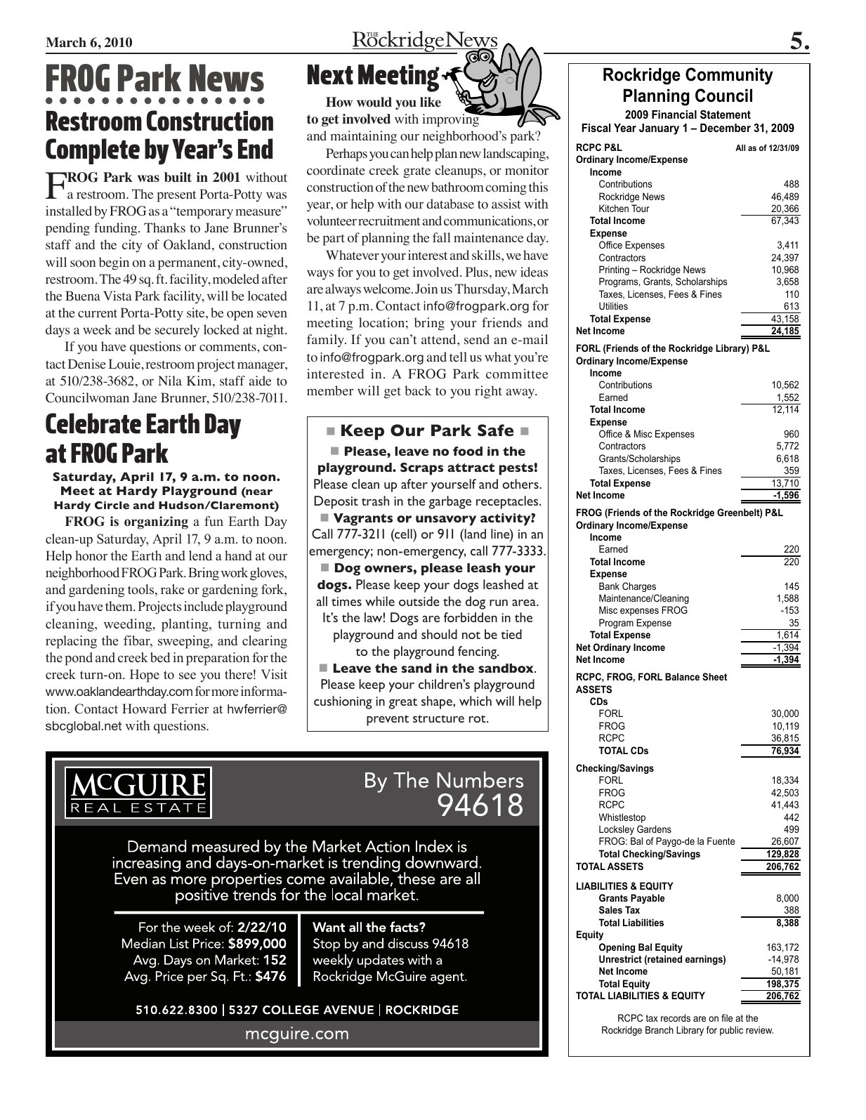 Click to zoom in The Rockridge News, March 2010, page 5