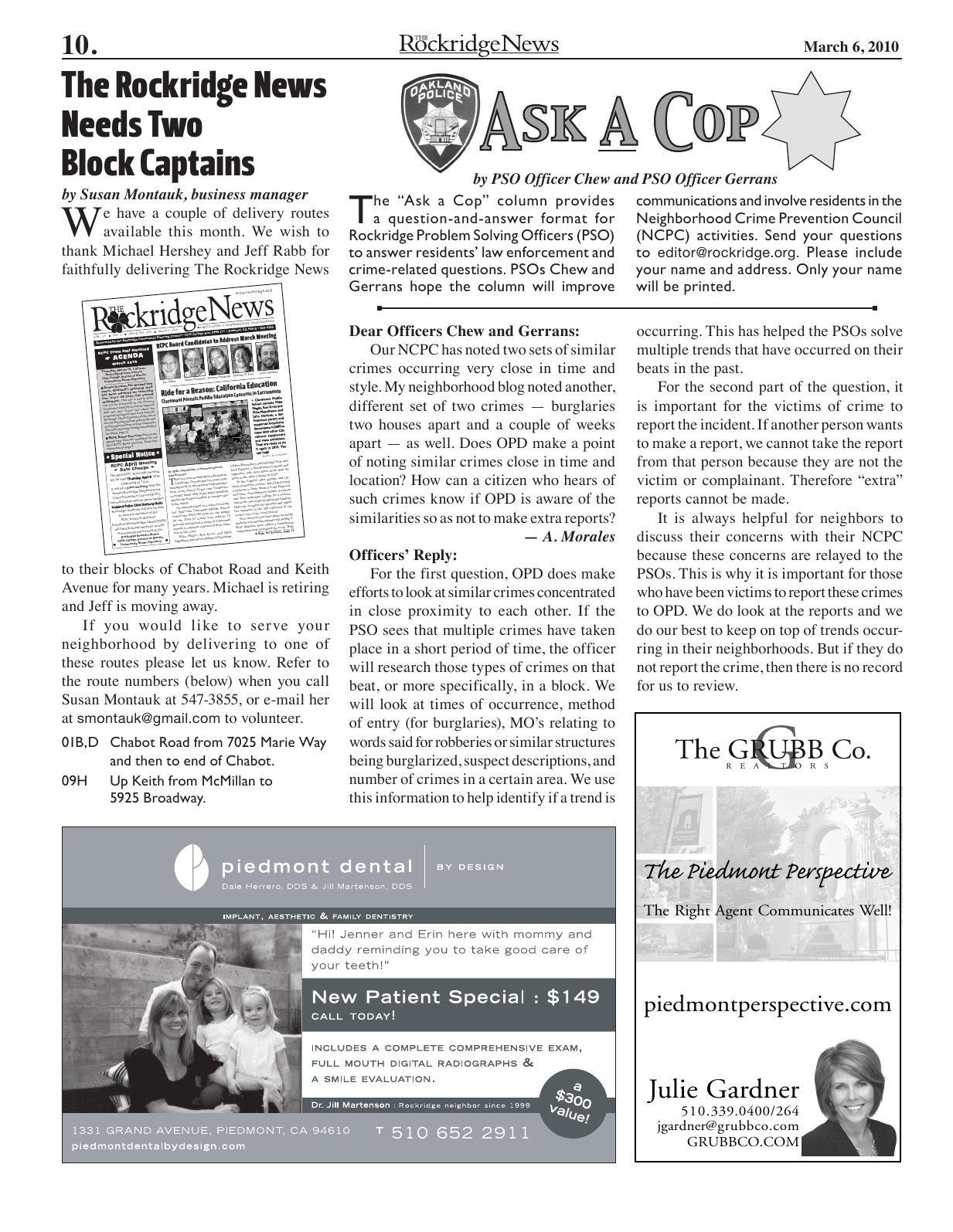 Click to zoom in The Rockridge News, March 2010, page 10