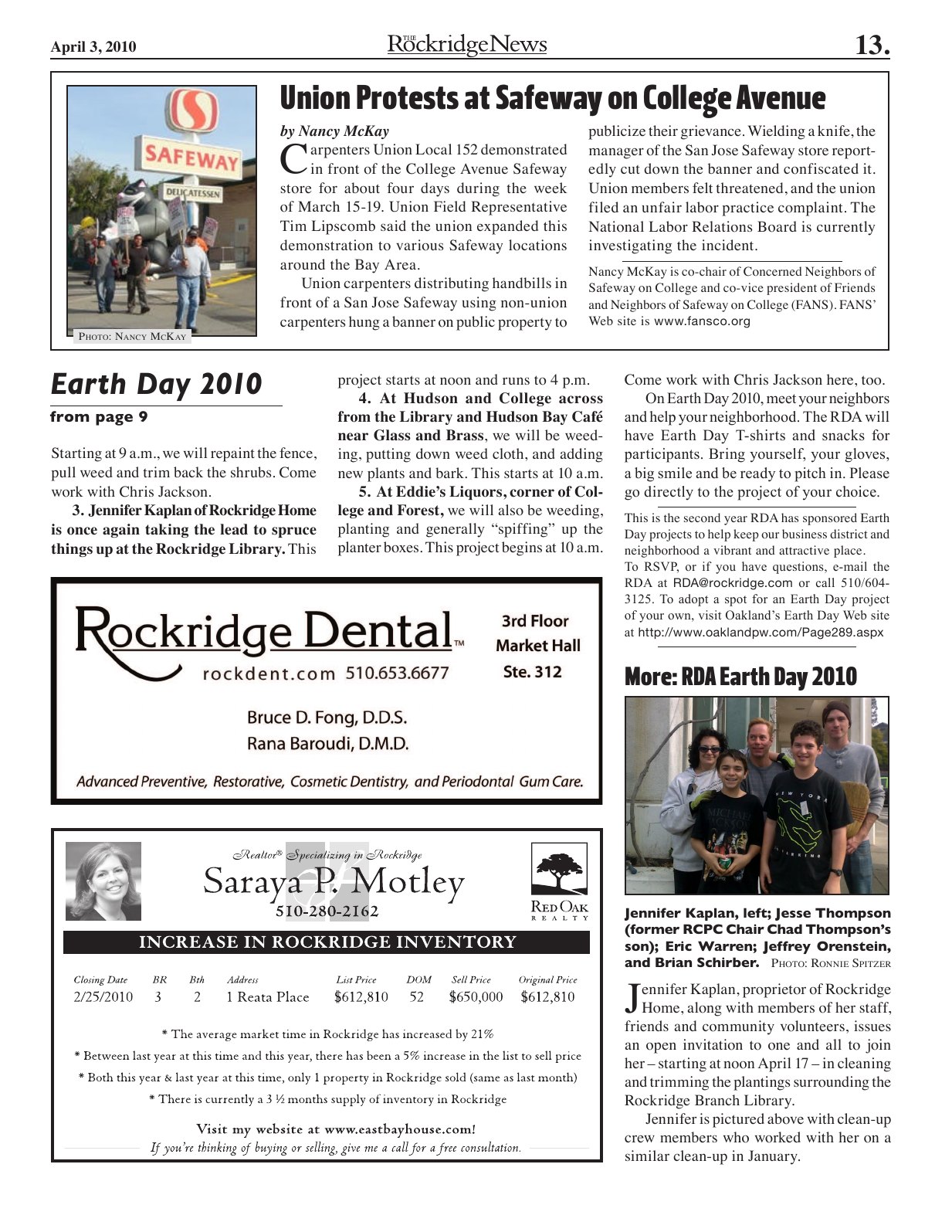 Click to zoom in The Rockridge News, April 2010, page 13