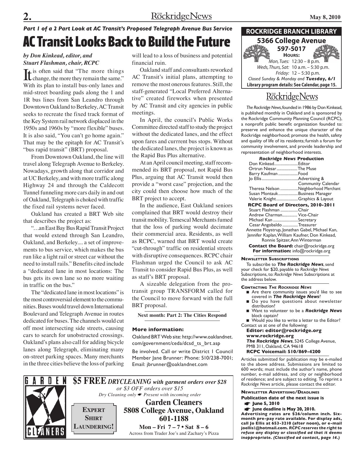 The Rockridge News, May 2010, page 2