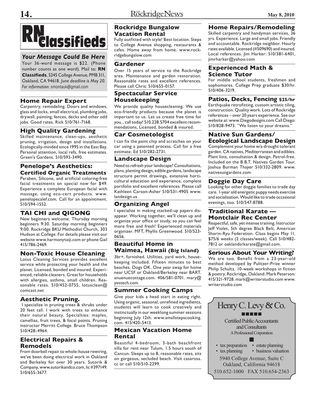 Click to zoom in The Rockridge News, May 2010, page 14