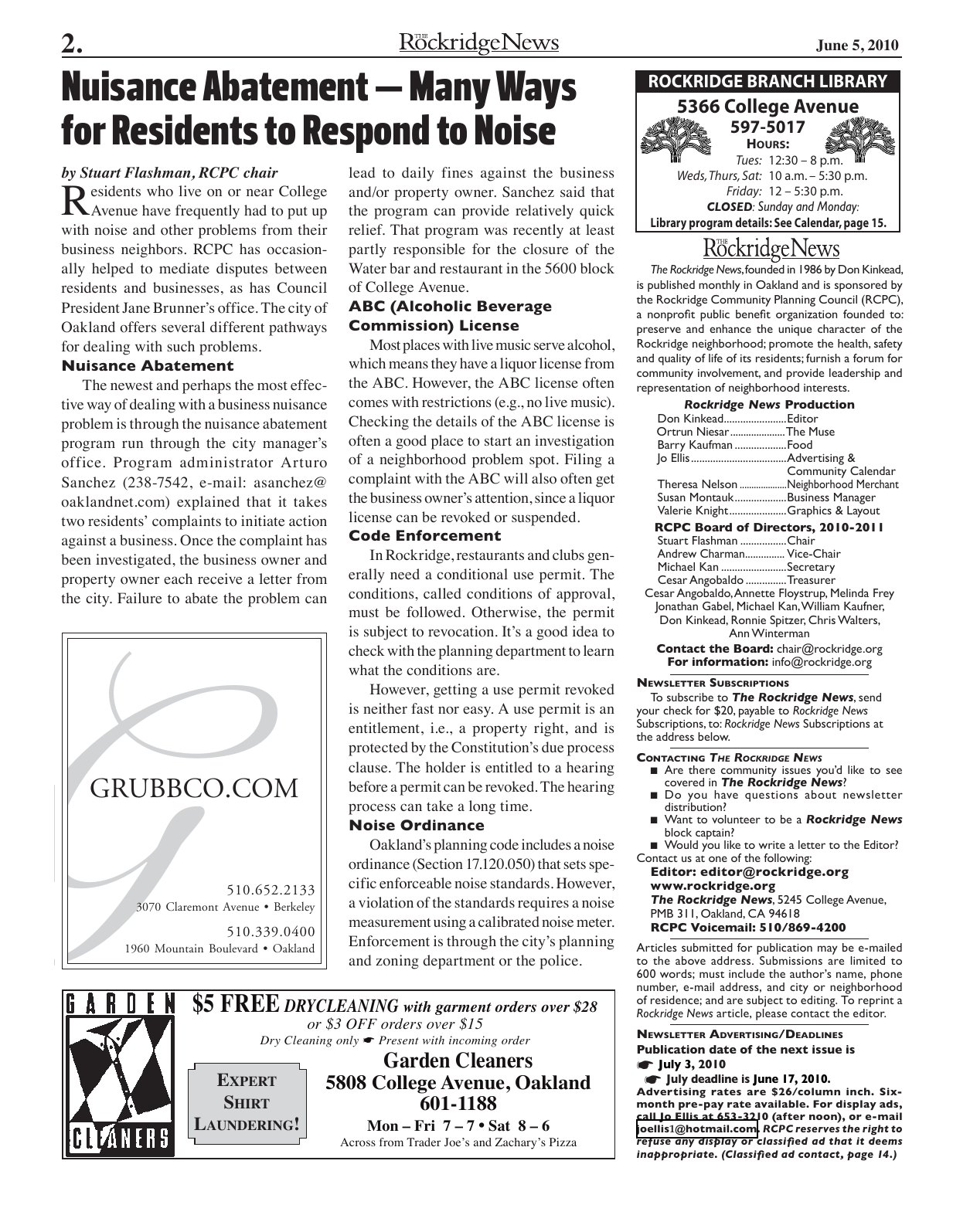 Click to zoom in The Rockridge News, June 2010, page 2