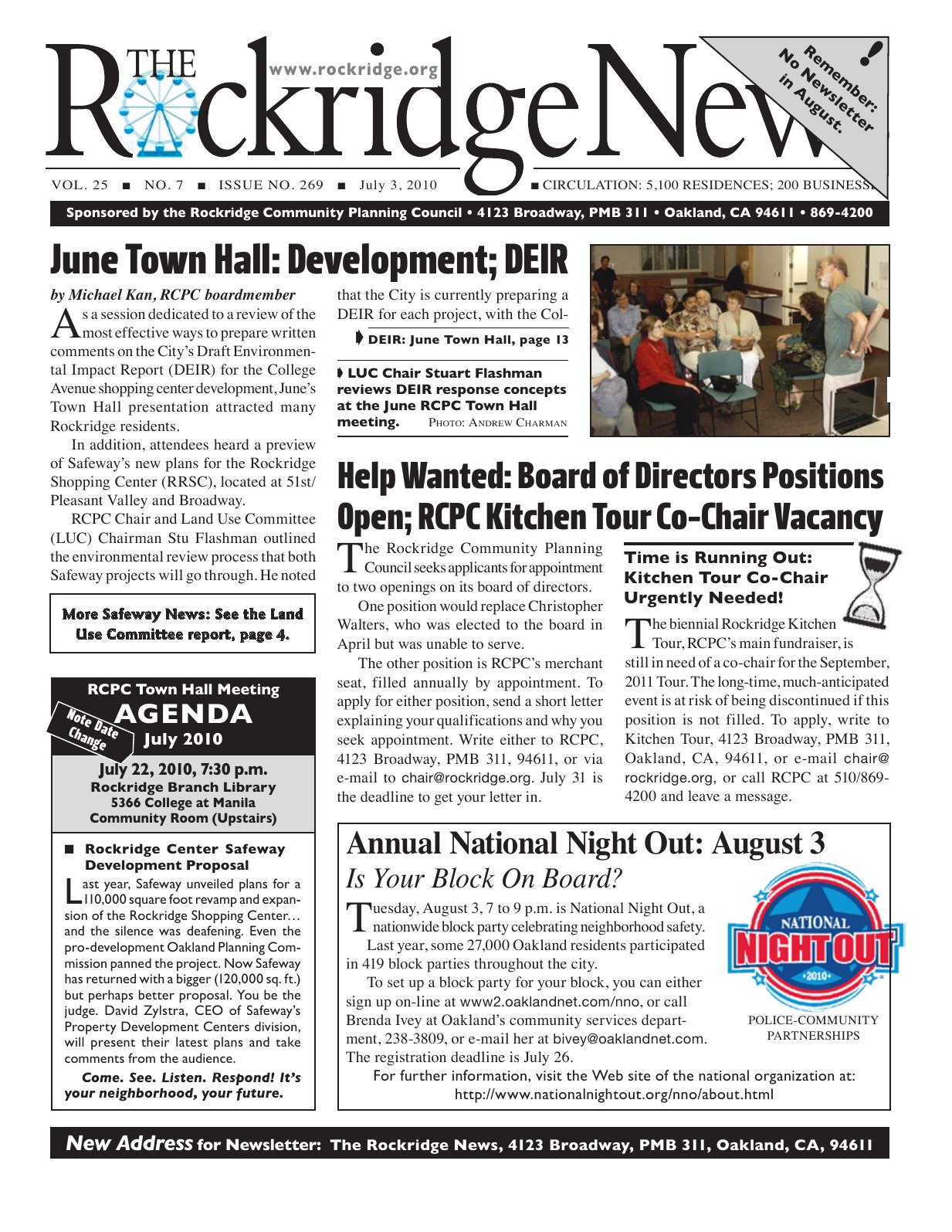 Click to zoom in The Rockridge News, July 2010, page 1