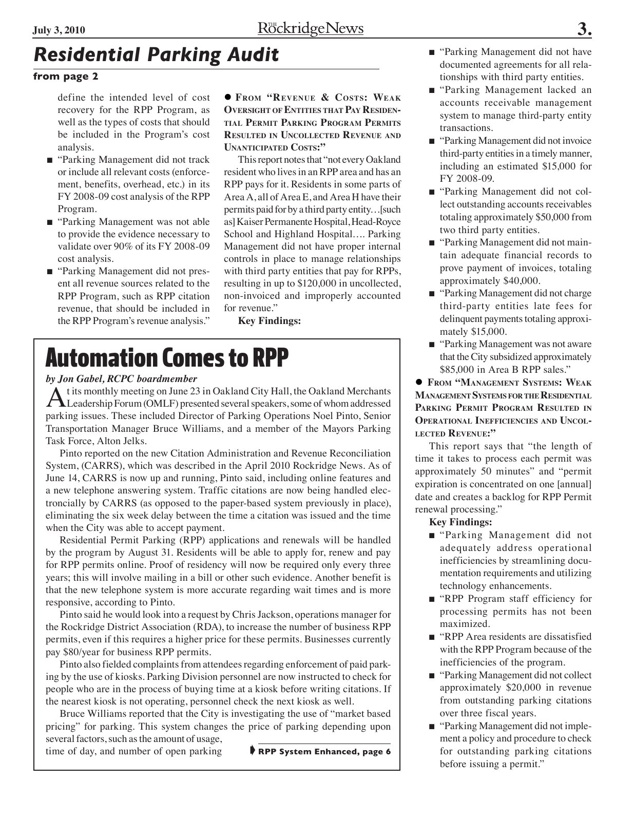 Click to zoom in The Rockridge News, July 2010, page 3