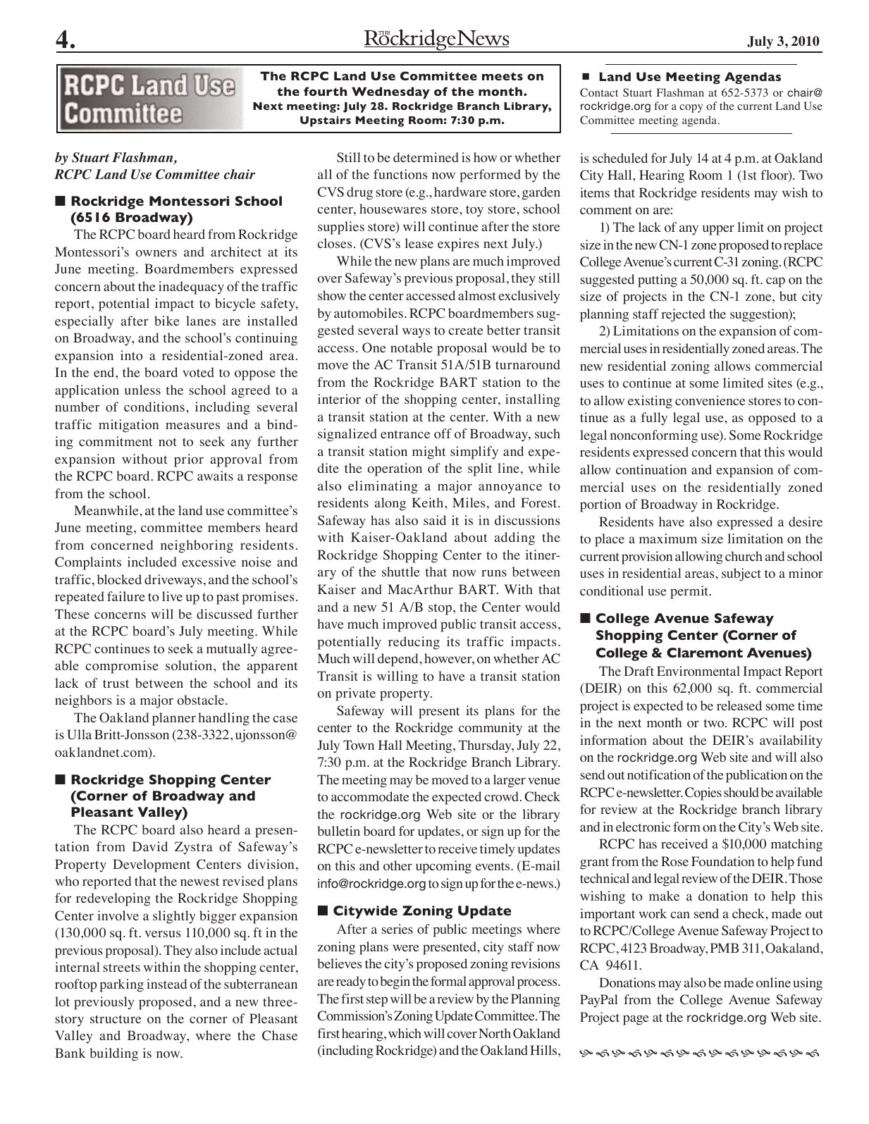 Click to zoom in The Rockridge News, July 2010, page 4