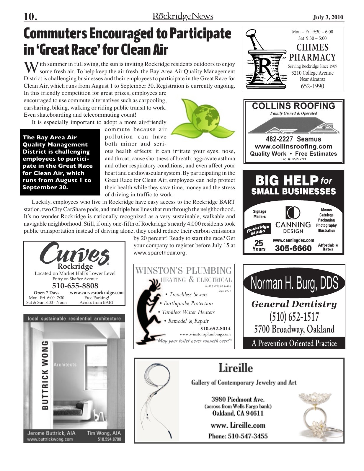 Click to zoom in The Rockridge News, July 2010, page 10