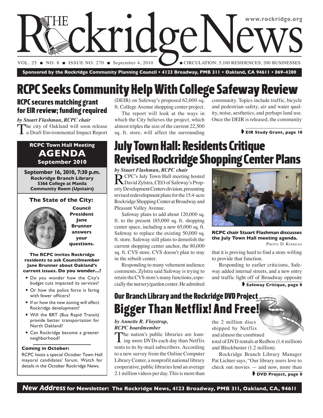 Click to zoom in The Rockridge News, September 2010, page 1