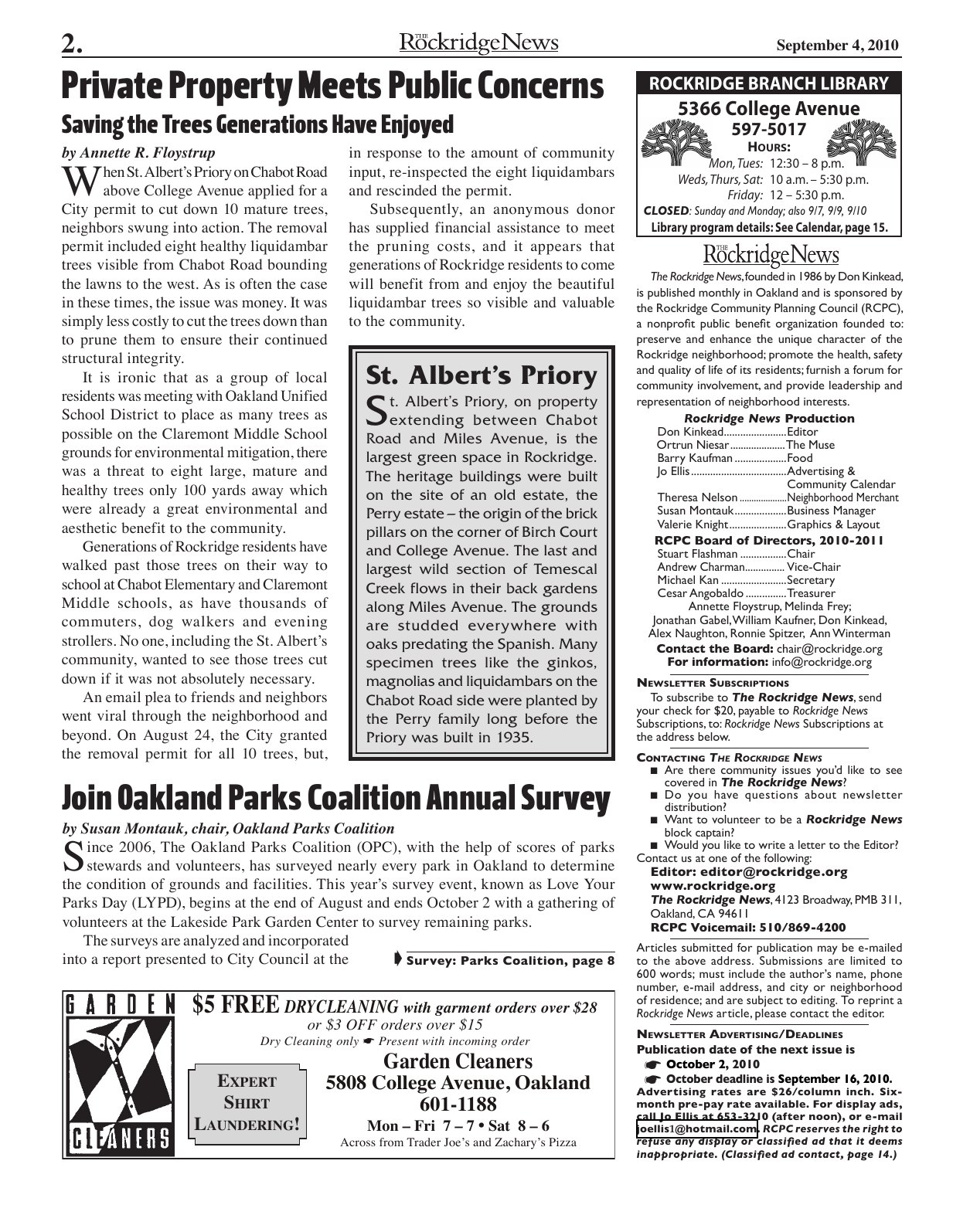 Click to zoom in The Rockridge News, September 2010, page 2