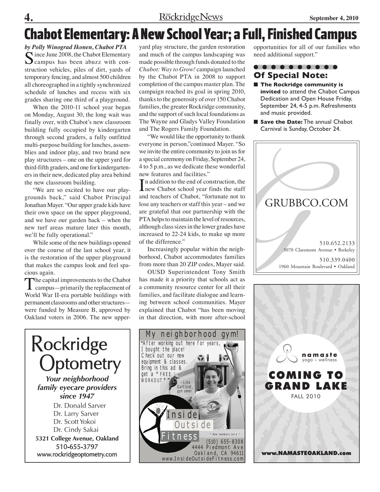 Click to zoom in The Rockridge News, September 2010, page 4