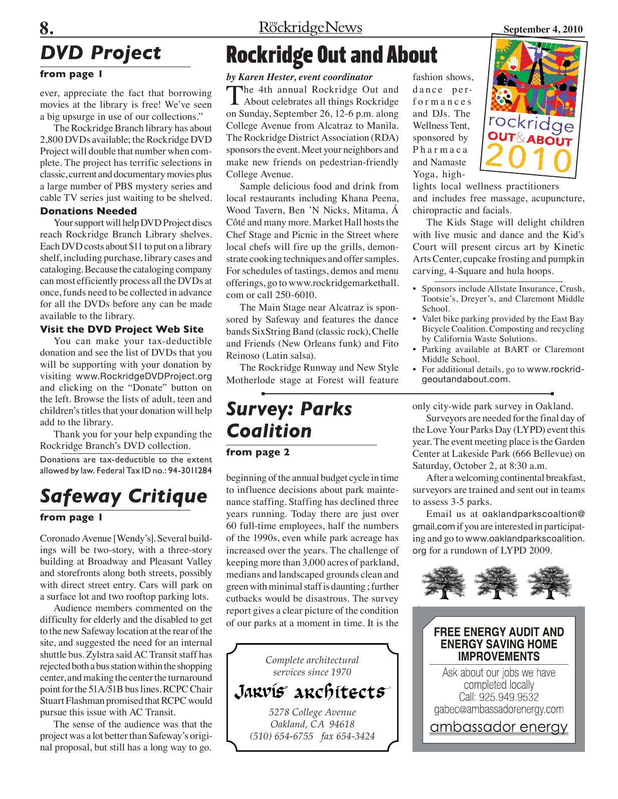 Click to zoom in The Rockridge News, September 2010, page 8
