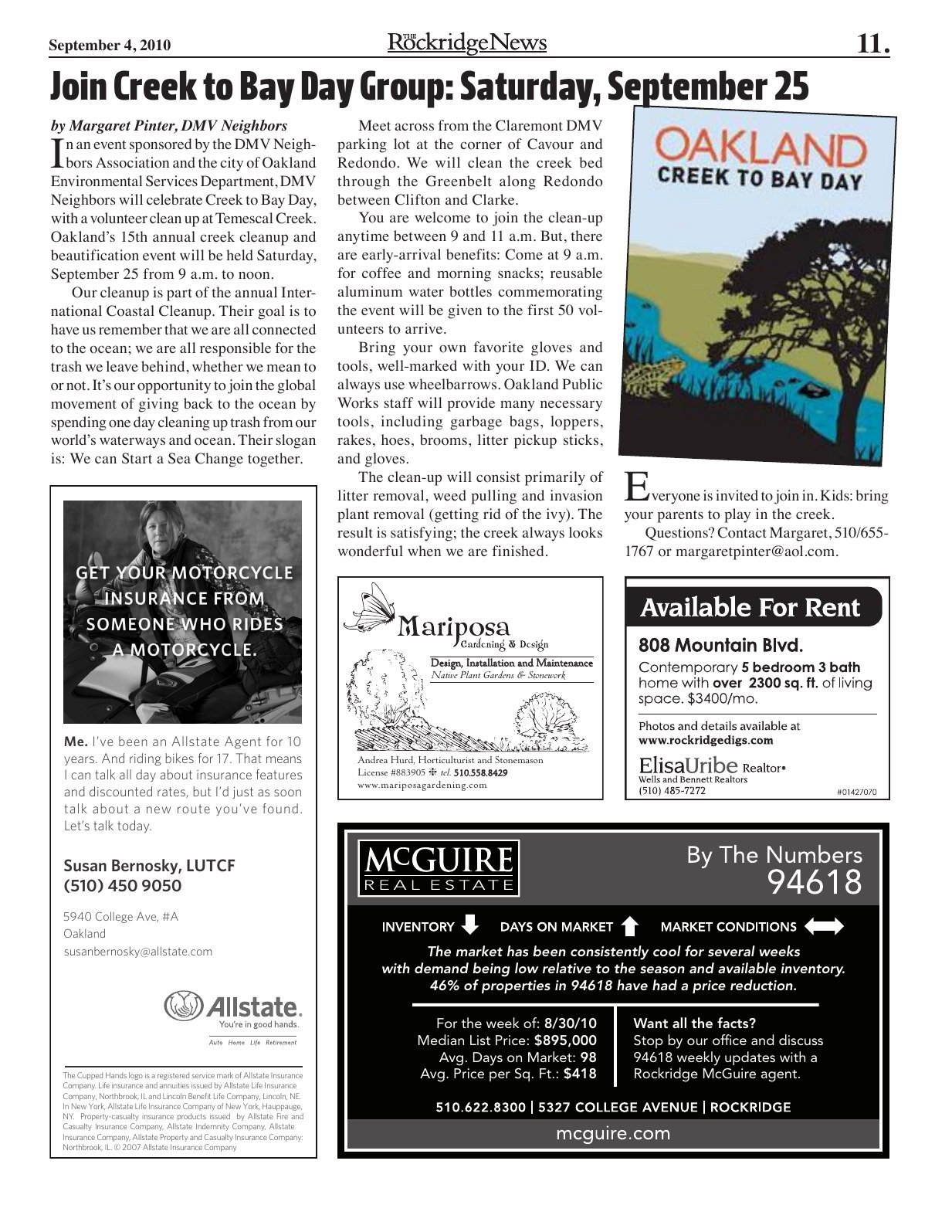 Click to zoom in The Rockridge News, September 2010, page 11