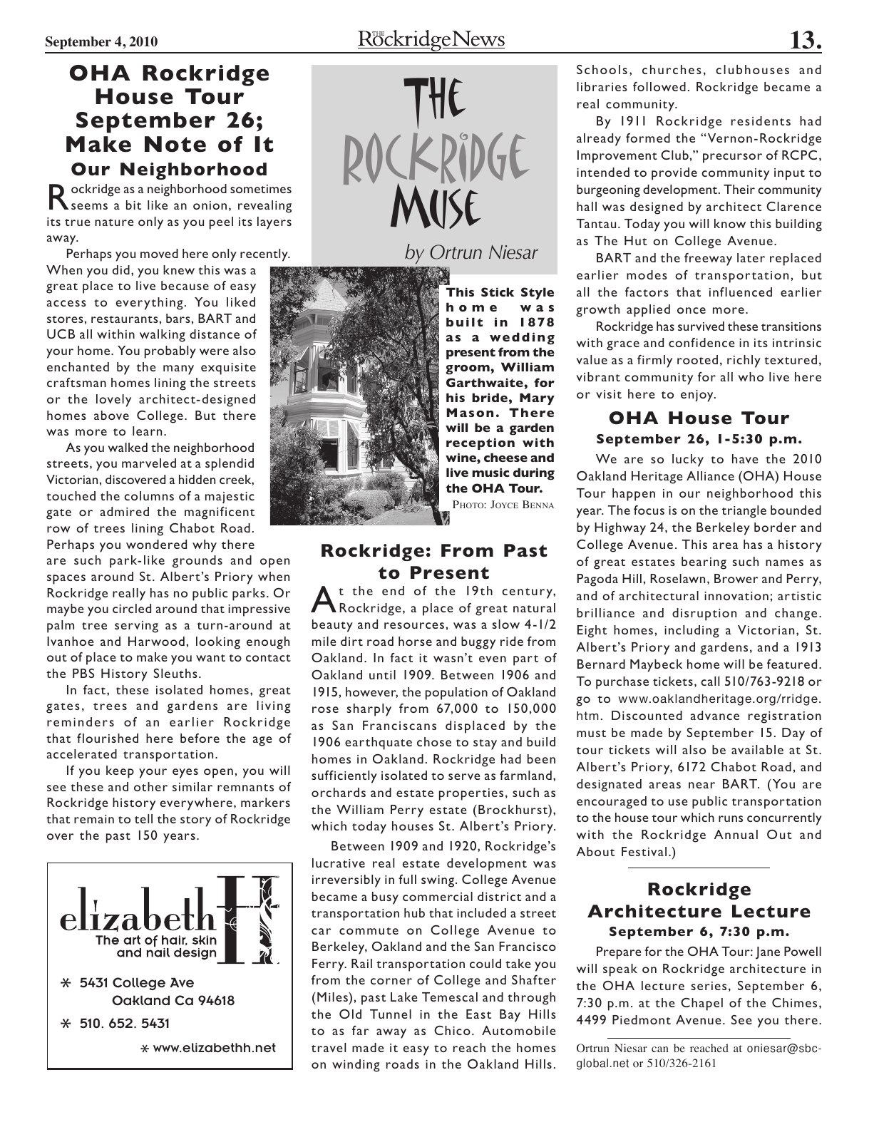 Click to zoom in The Rockridge News, September 2010, page 13