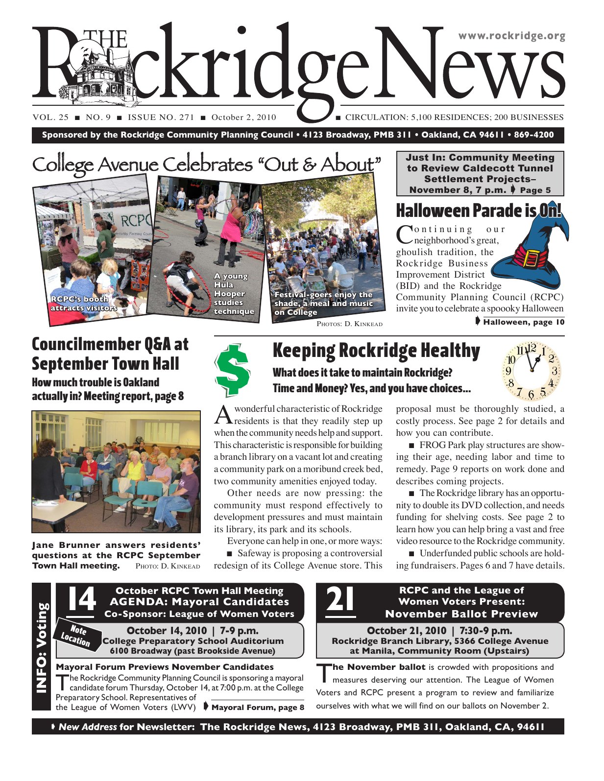 Click to zoom in The Rockridge News, October 2010, page 1