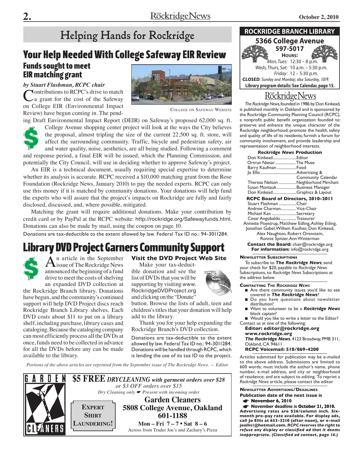 Click to zoom in The Rockridge News, October 2010, page 2