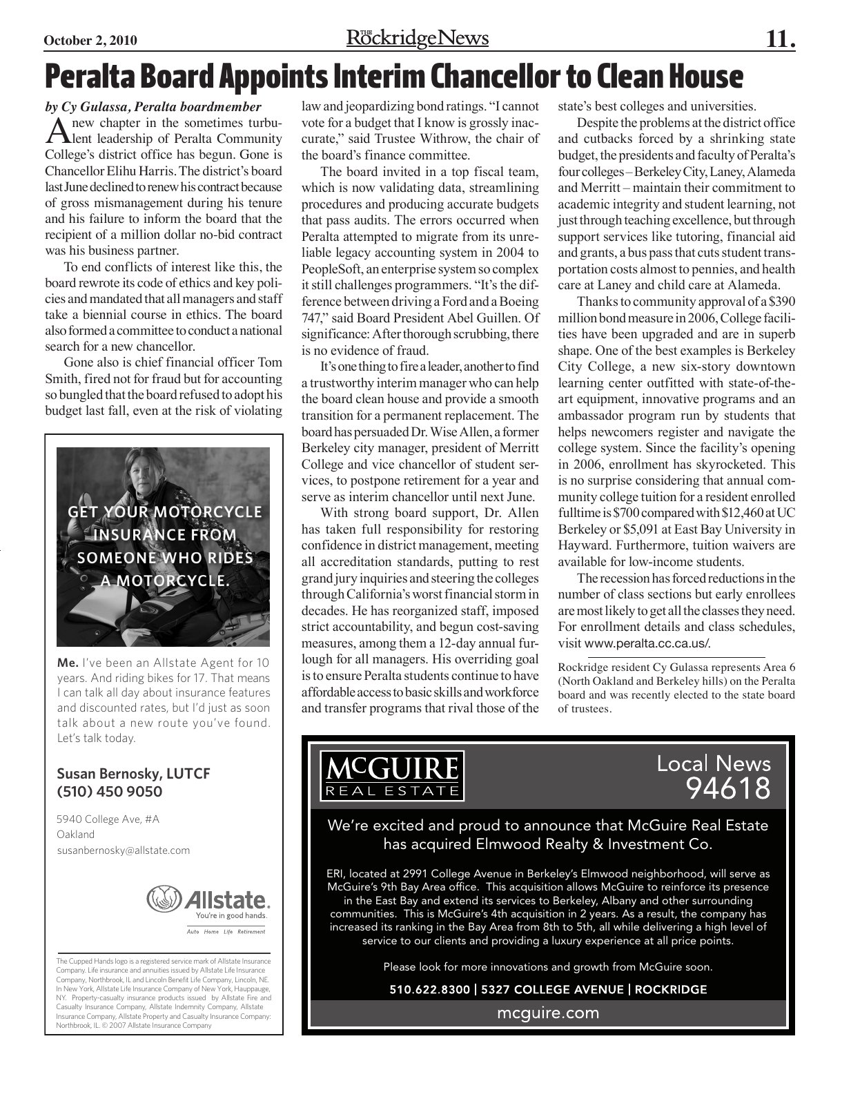 Click to zoom in The Rockridge News, October 2010, page 11