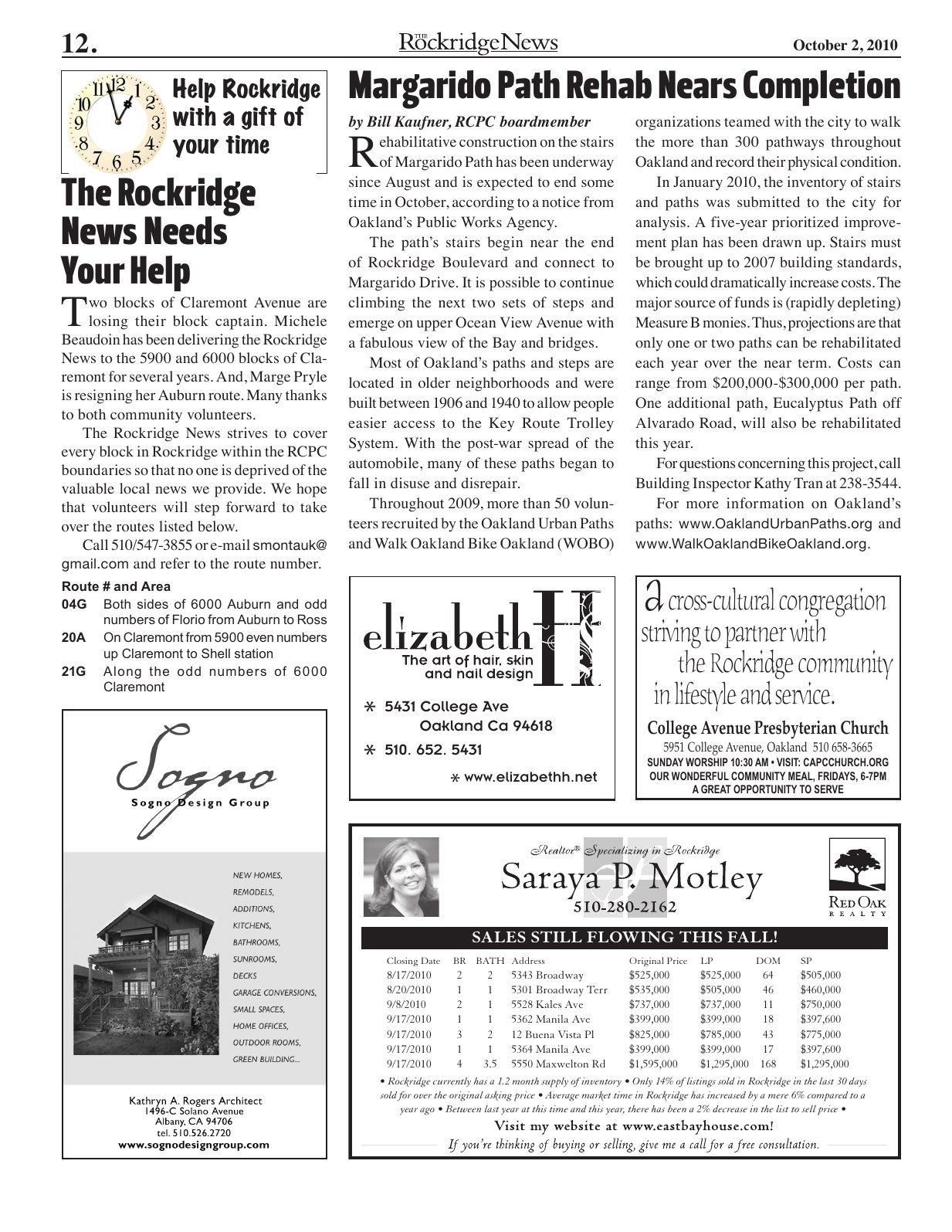 Click to zoom in The Rockridge News, October 2010, page 12