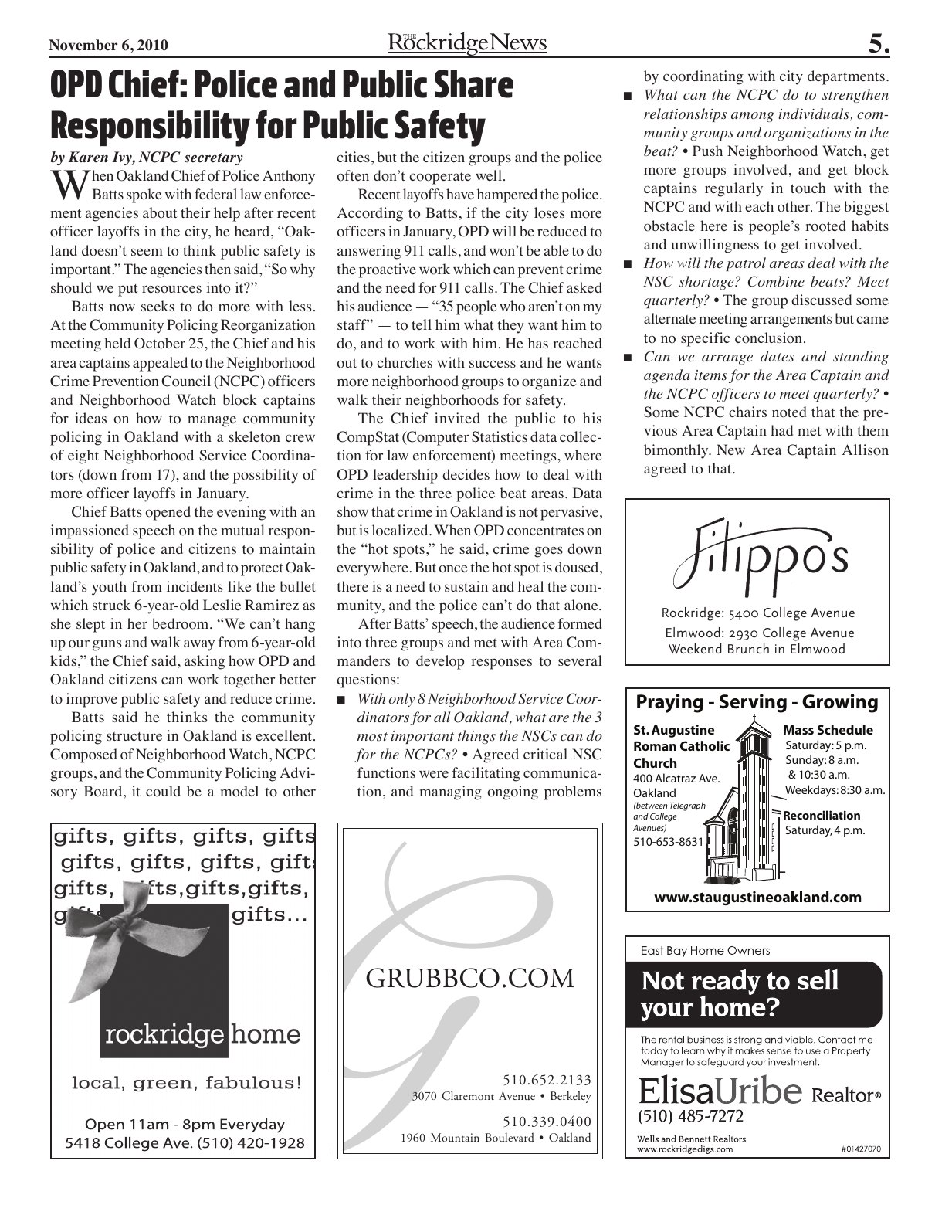 Click to zoom in The Rockridge News, November 2010, page 5