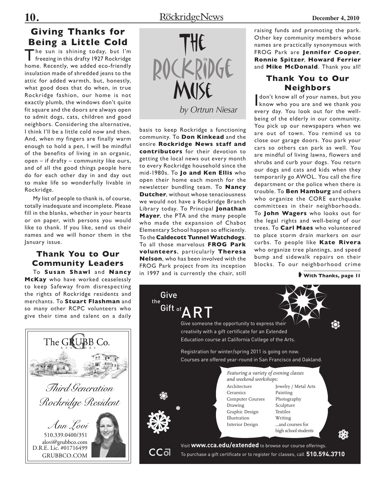 Click to zoom in The Rockridge News, December 2010, page 10