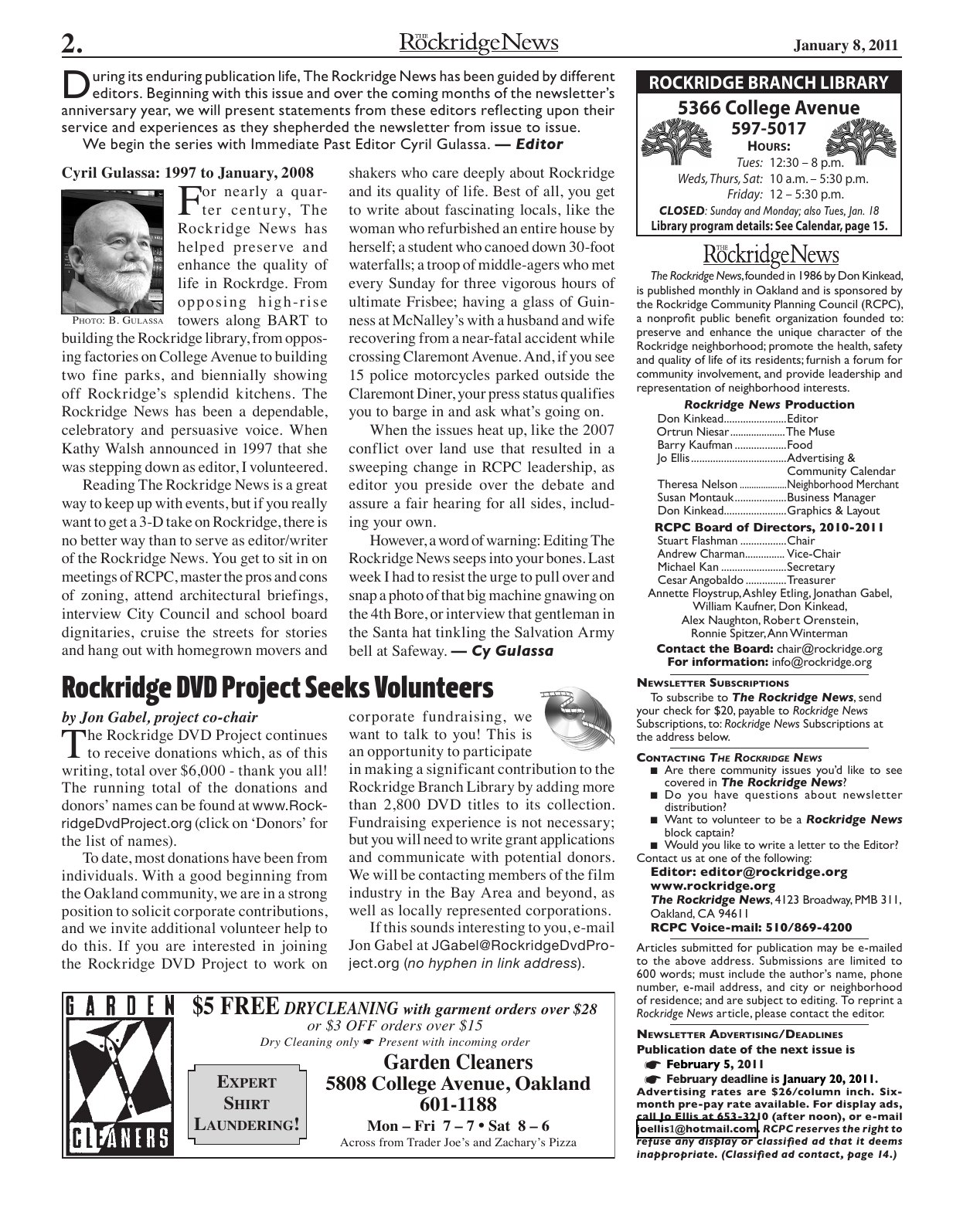Click to zoom in The Rockridge News, January 2011, page 2