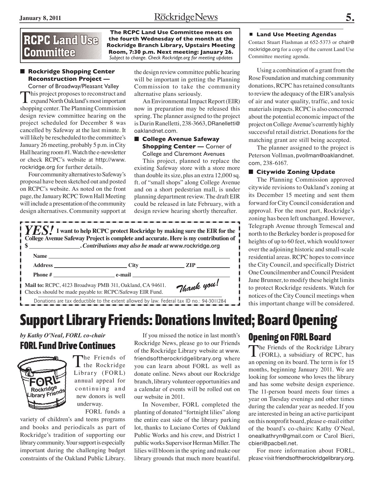 Click to zoom in The Rockridge News, January 2011, page 5