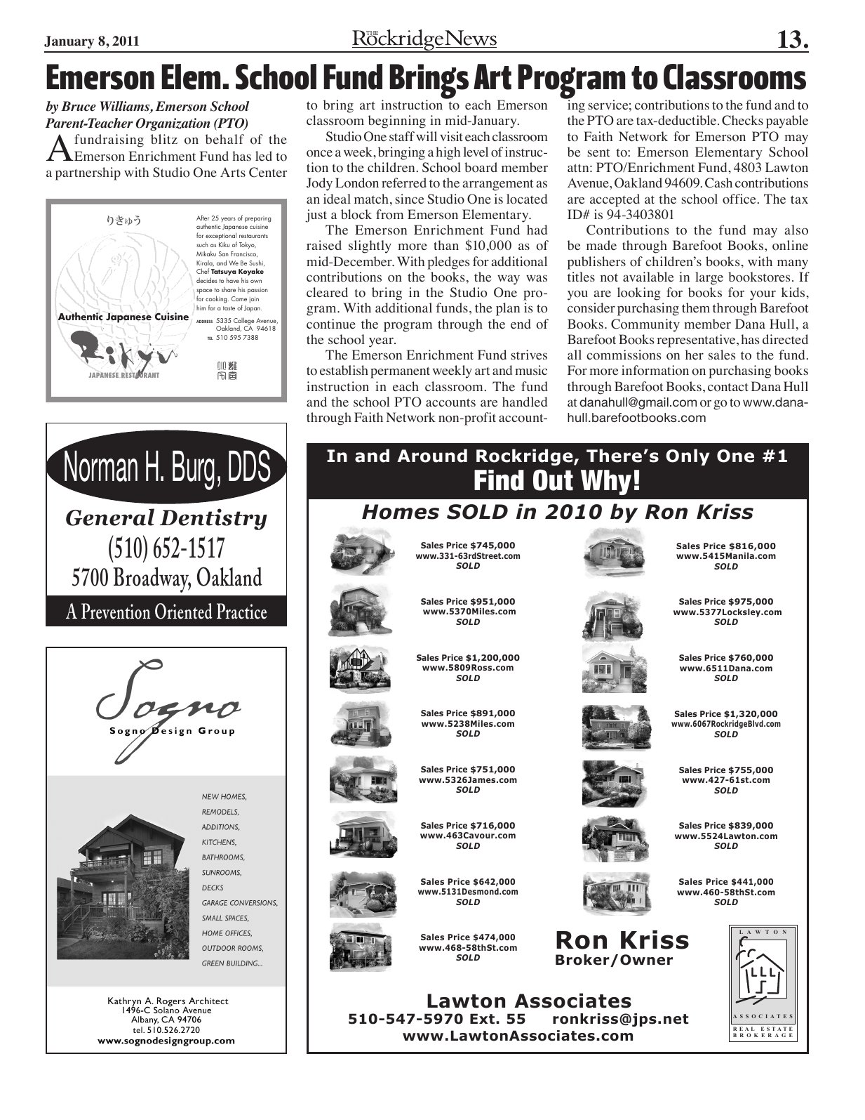 Click to zoom in The Rockridge News, January 2011, page 13