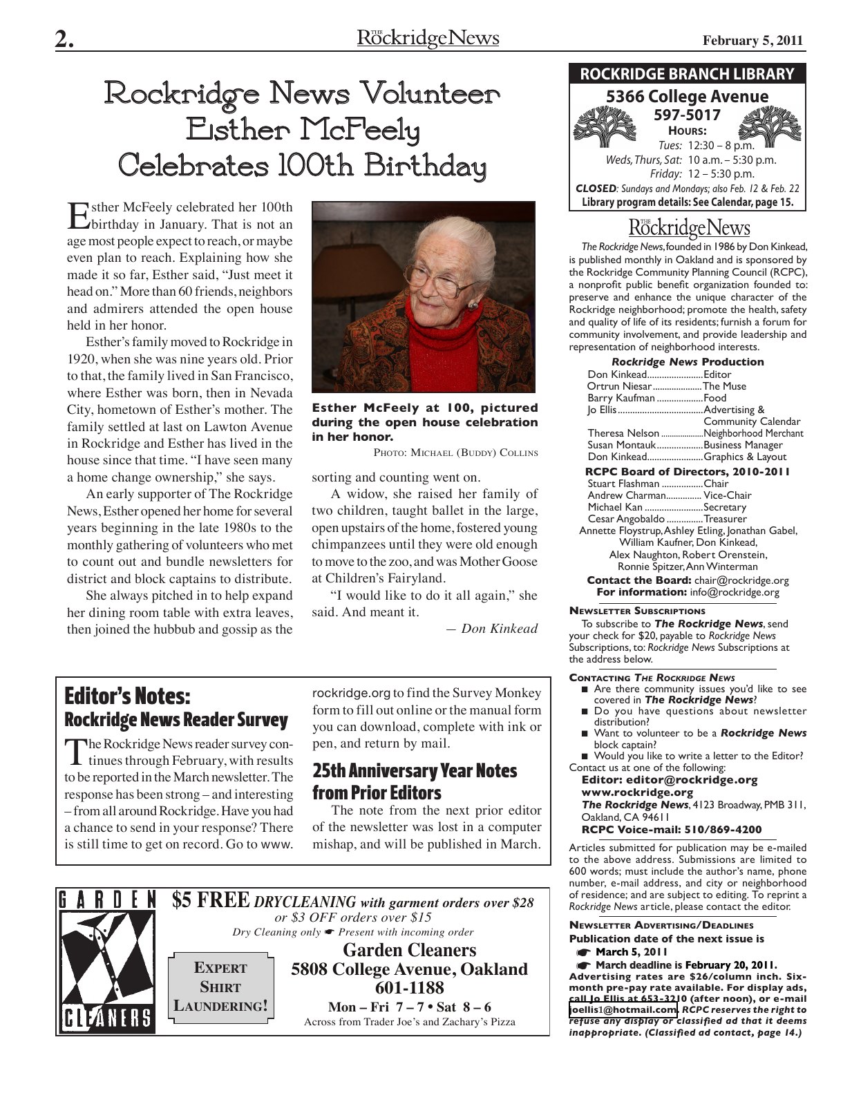 Click to zoom in The Rockridge News, February 2011, page 2