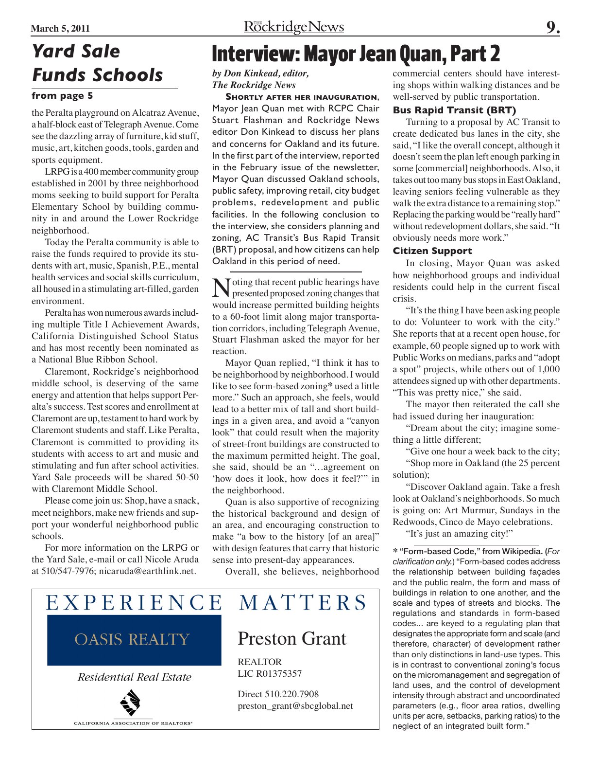 Click to zoom in The Rockridge News, March 2011, page 9