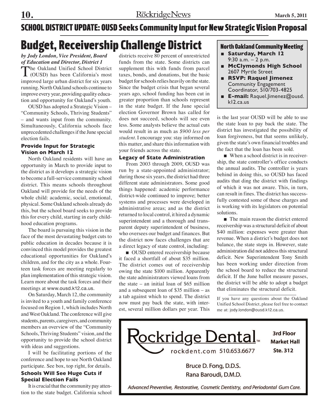 Click to zoom in The Rockridge News, March 2011, page 10