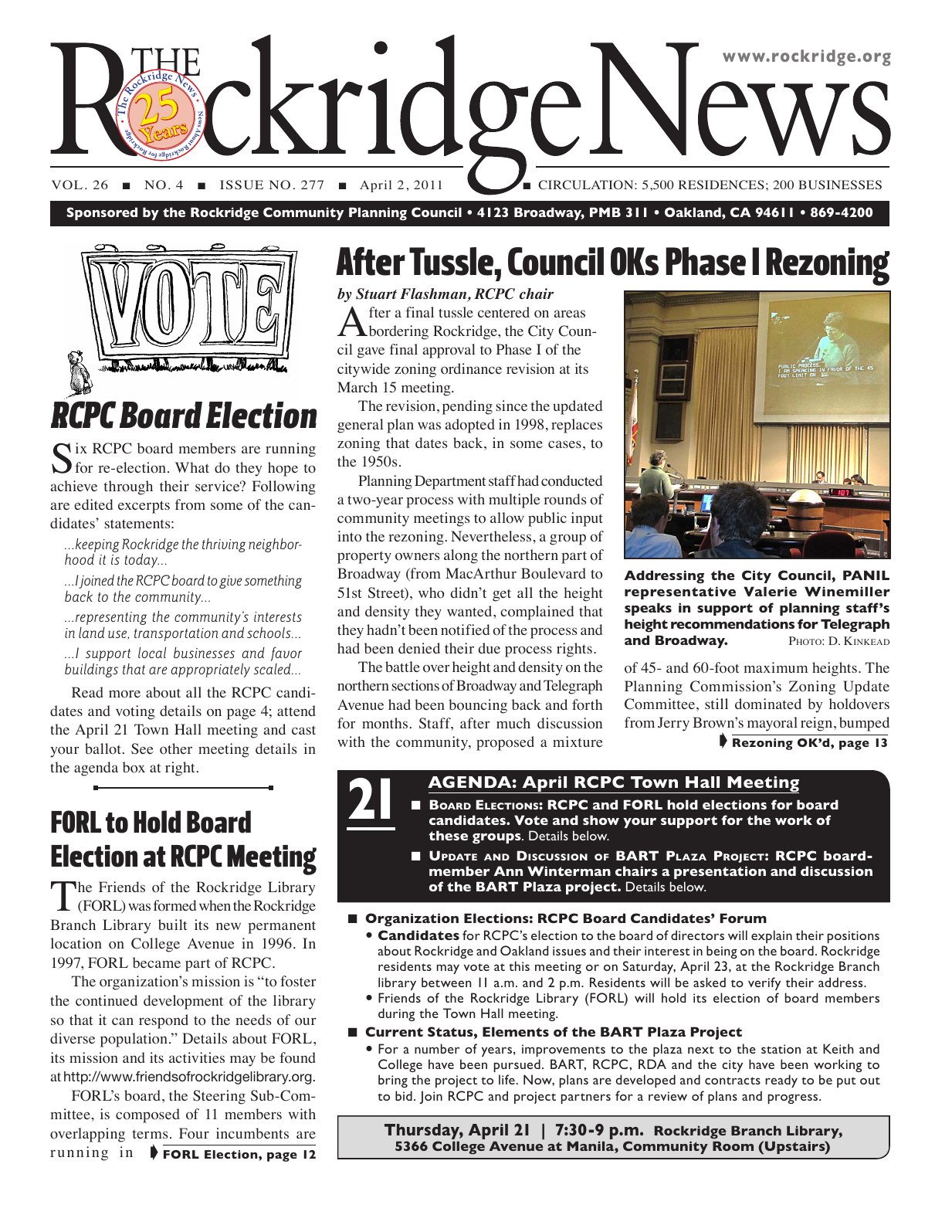 Click to zoom in The Rockridge News, April 2011, page 1