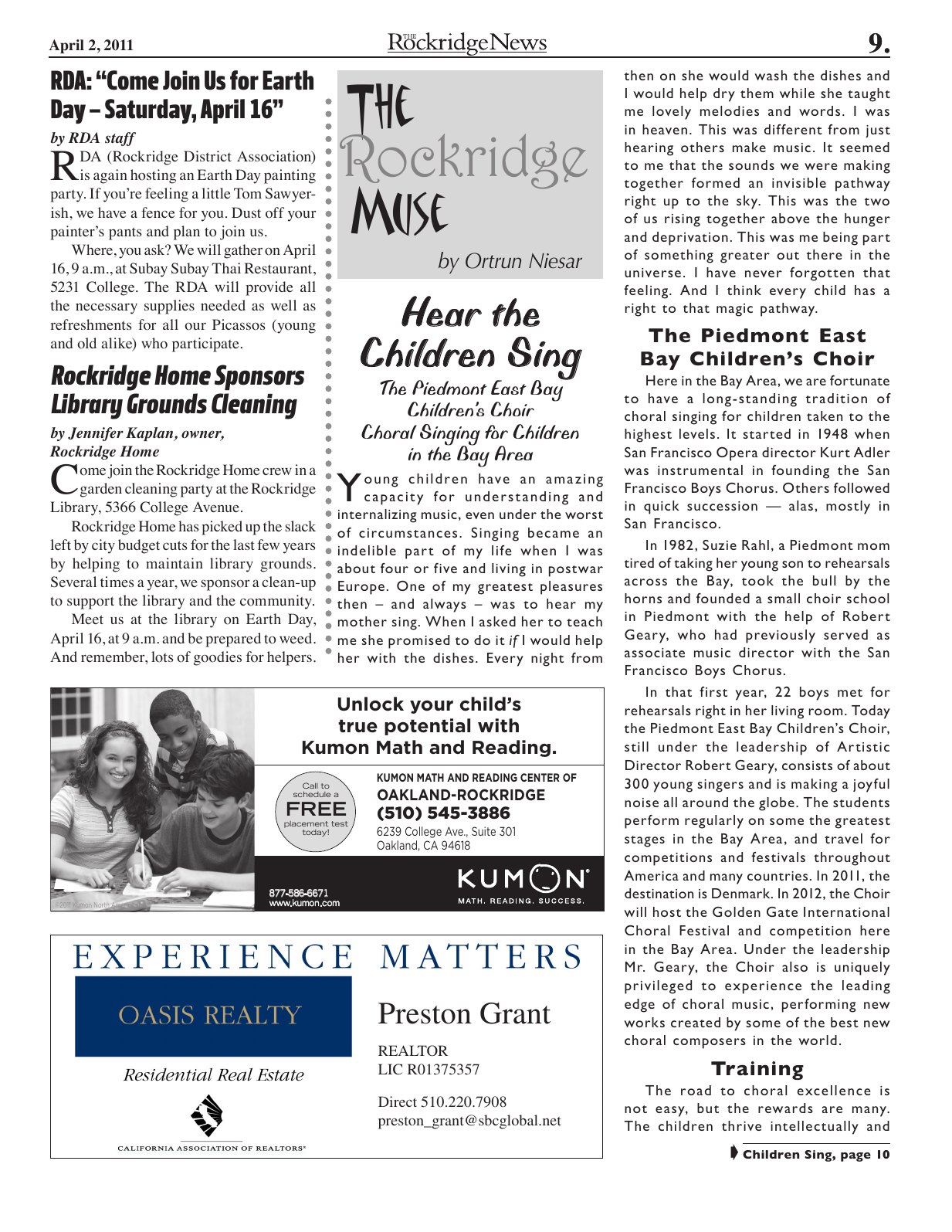 The Rockridge News, April 2011, page 9