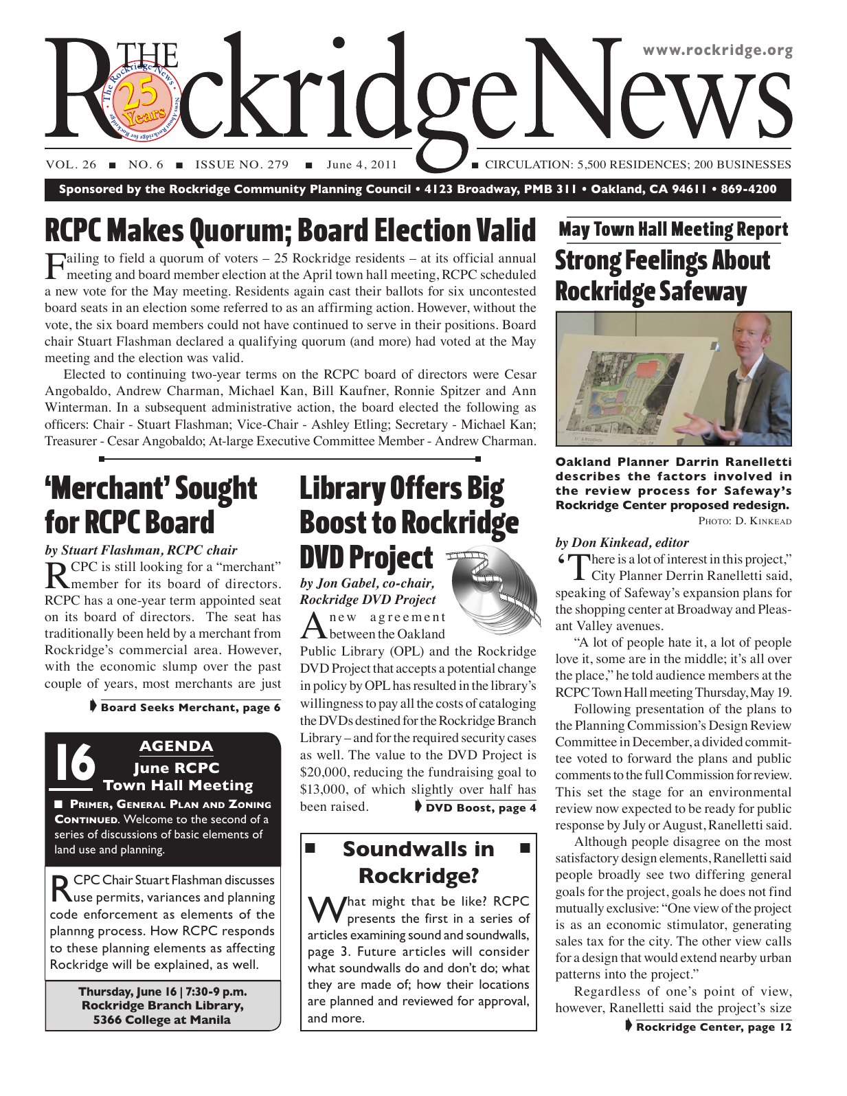 Click to zoom in The Rockridge News, June 2011, page 1