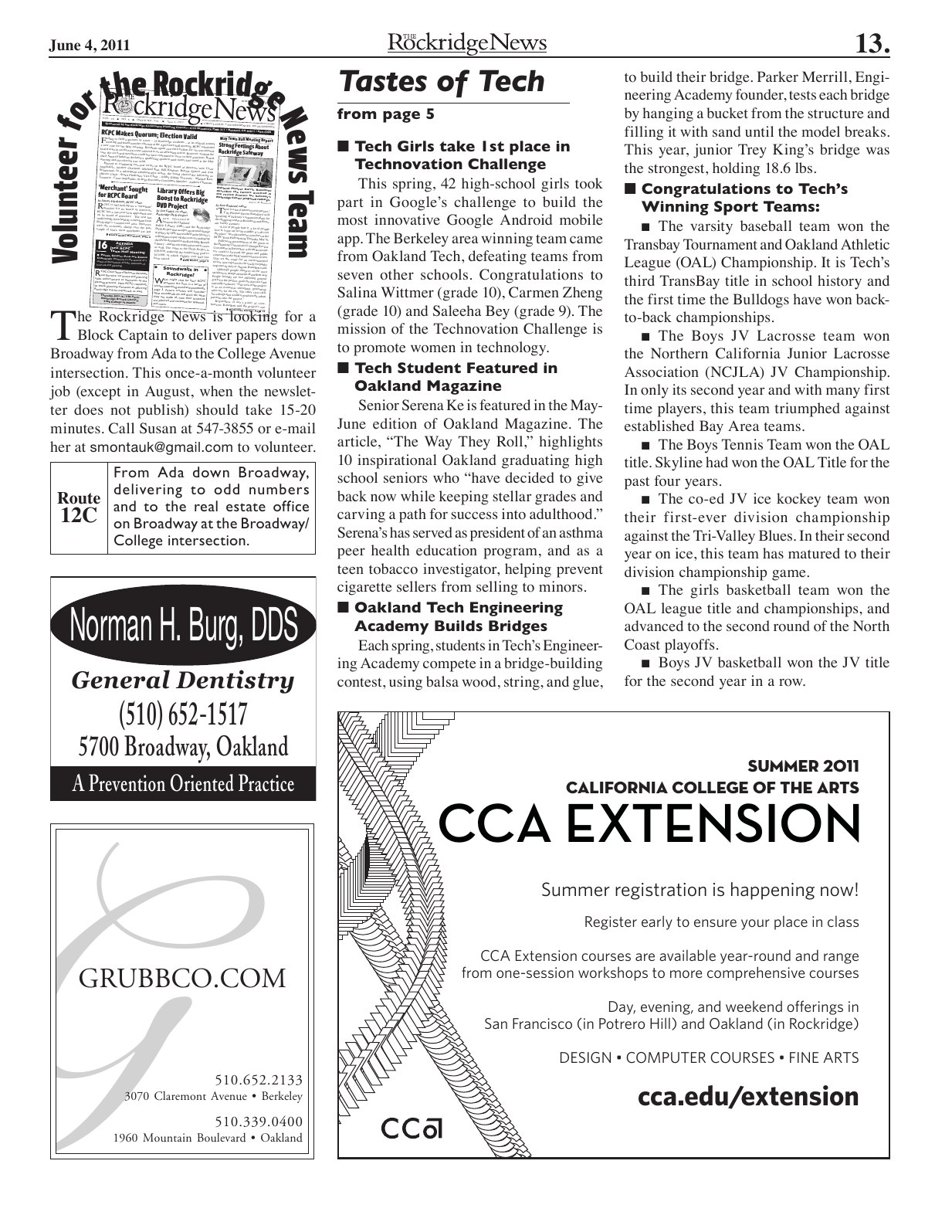 Click to zoom in The Rockridge News, June 2011, page 13