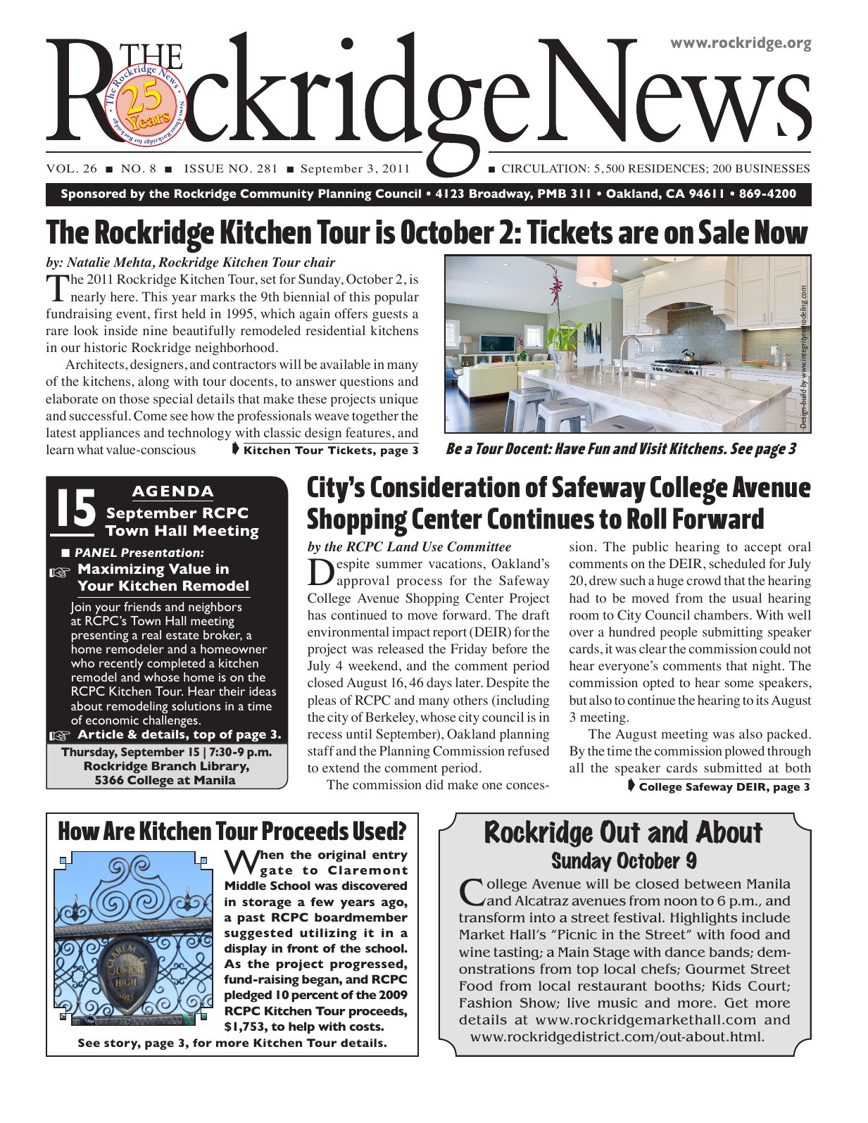 Click to zoom in The Rockridge News, September 2011, page 1