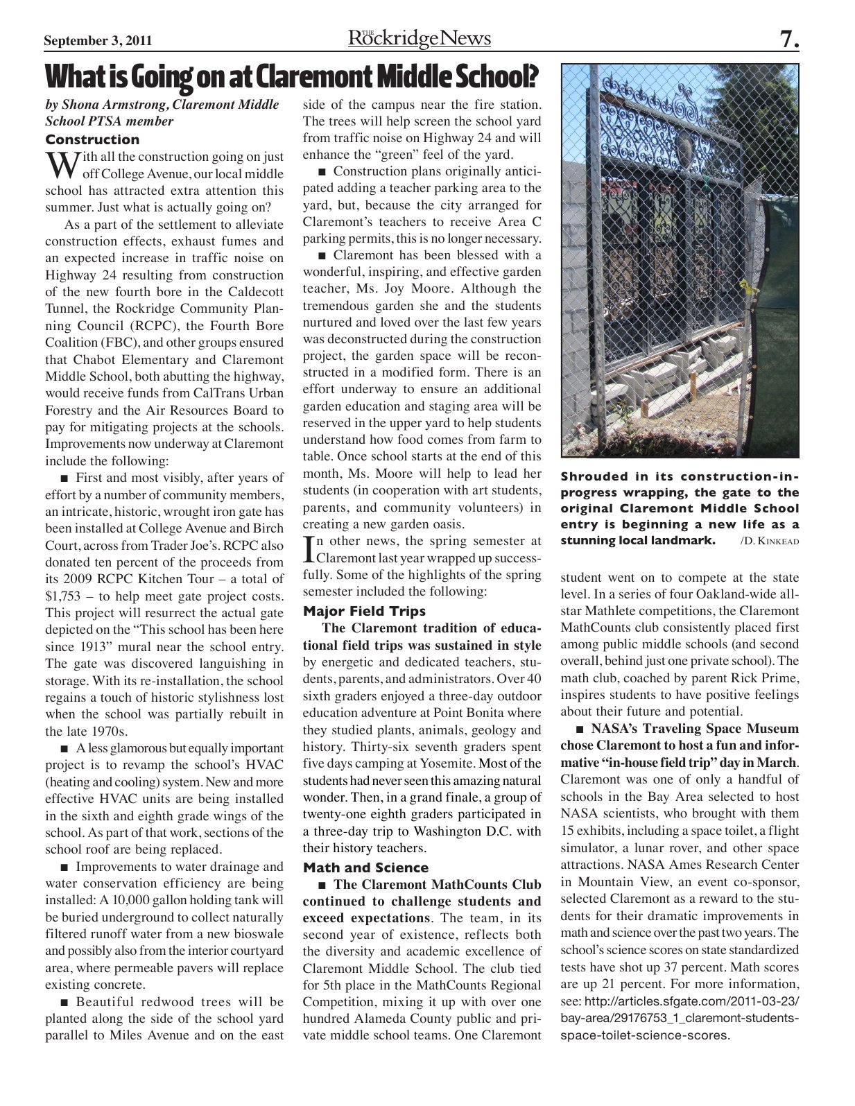 The Rockridge News, September 2011, page 7