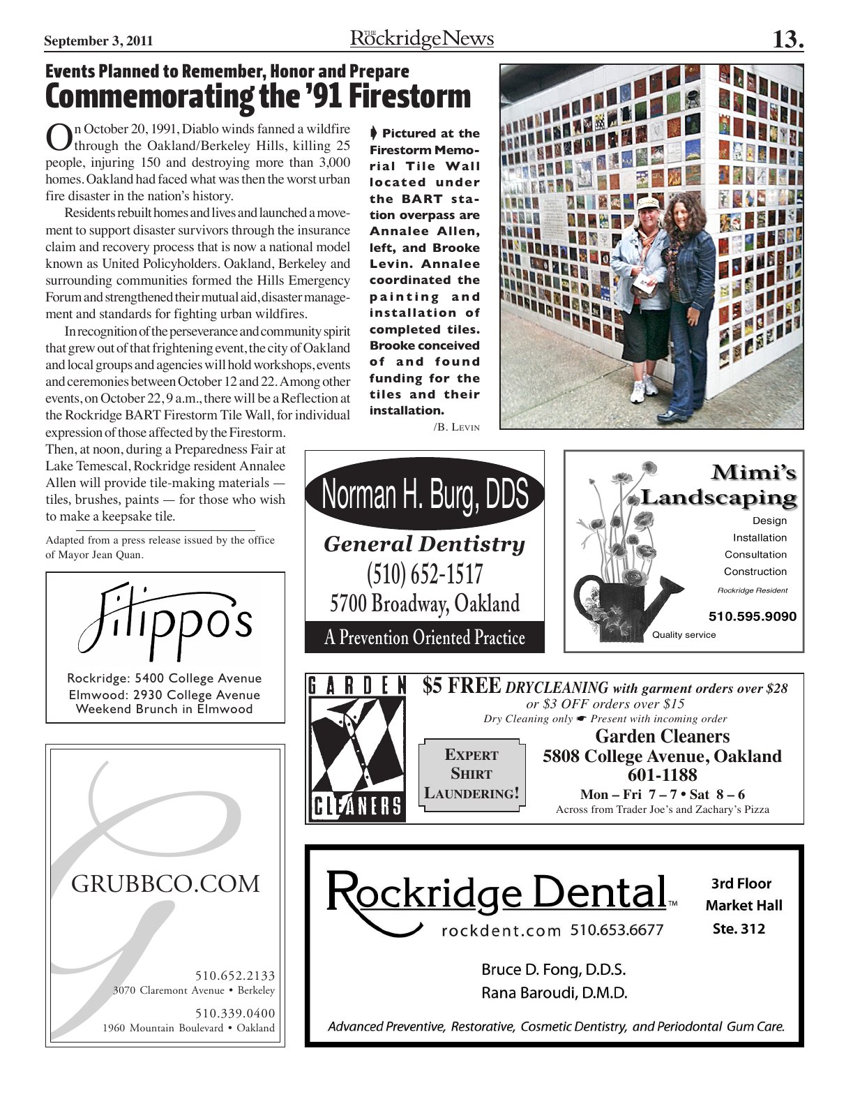 Click to zoom in The Rockridge News, September 2011, page 13