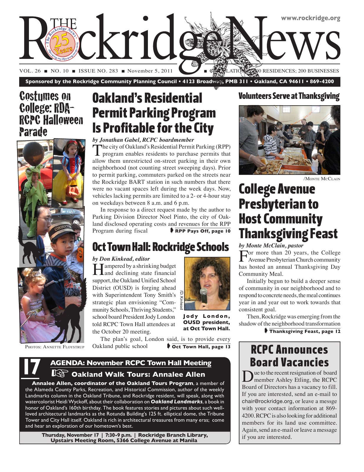 Click to zoom in The Rockridge News, November 2011, page 1