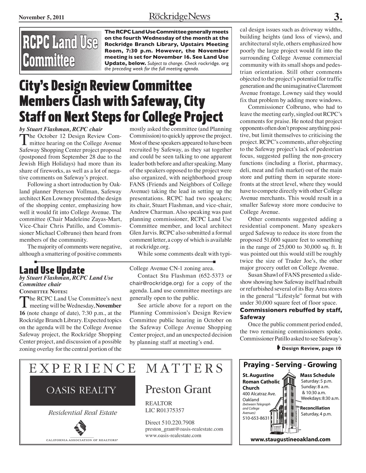 The Rockridge News, November 2011, page 3