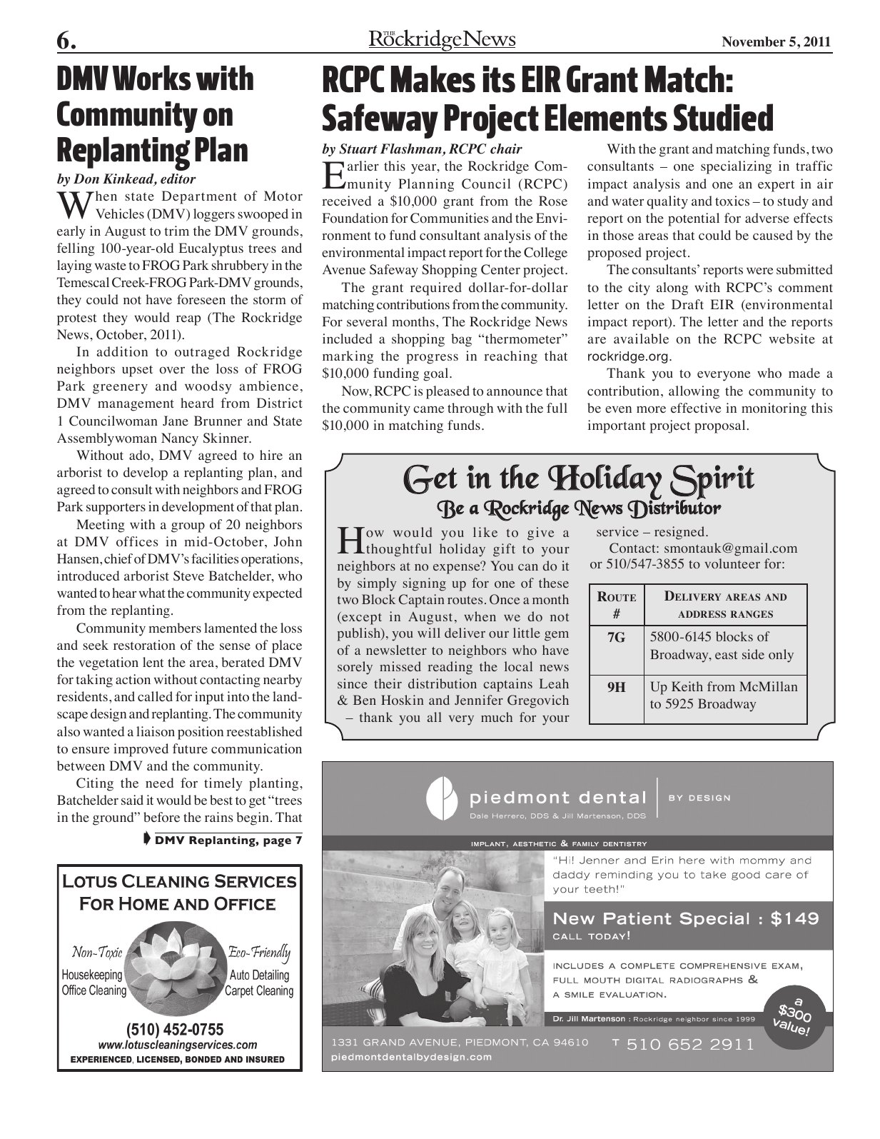 The Rockridge News, November 2011, page 6
