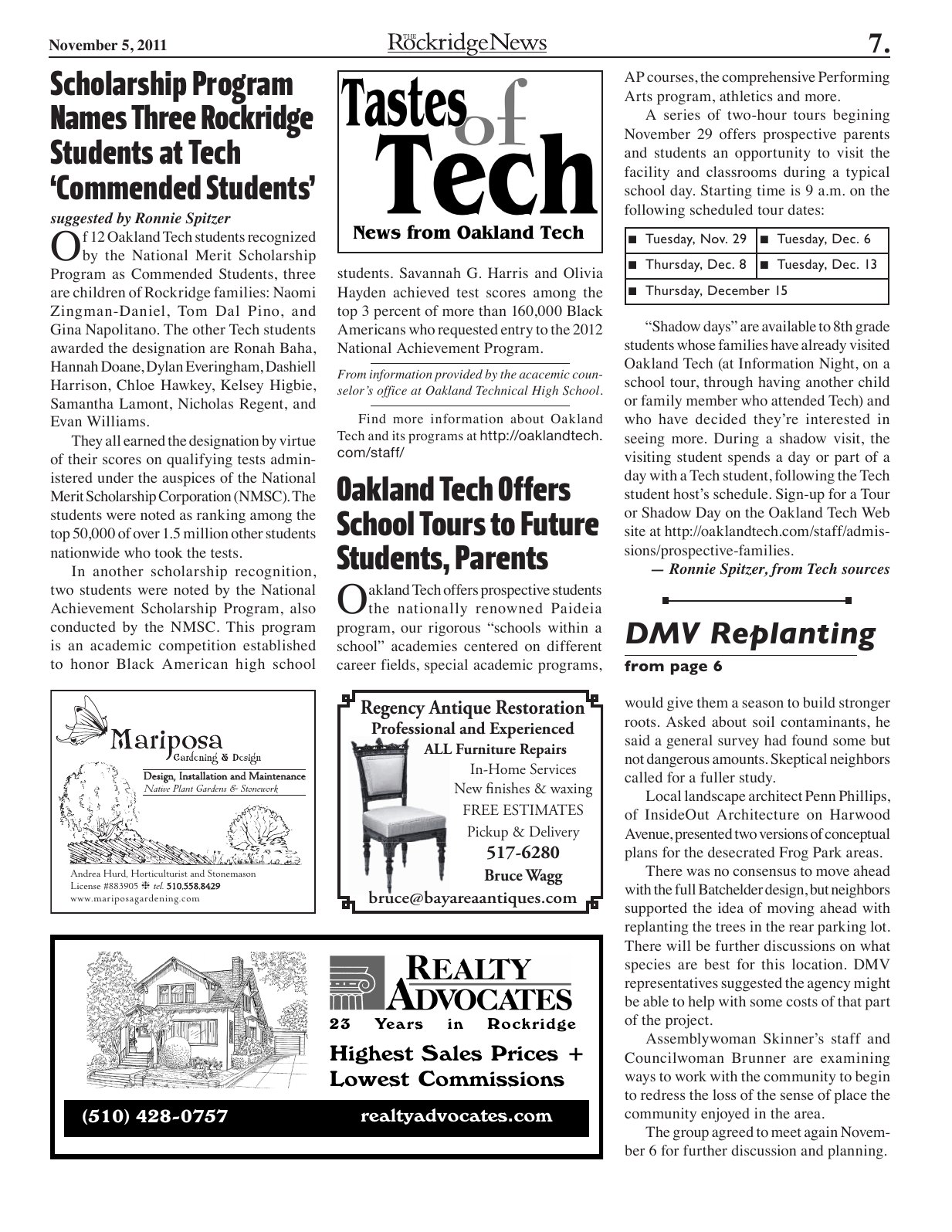 The Rockridge News, November 2011, page 7