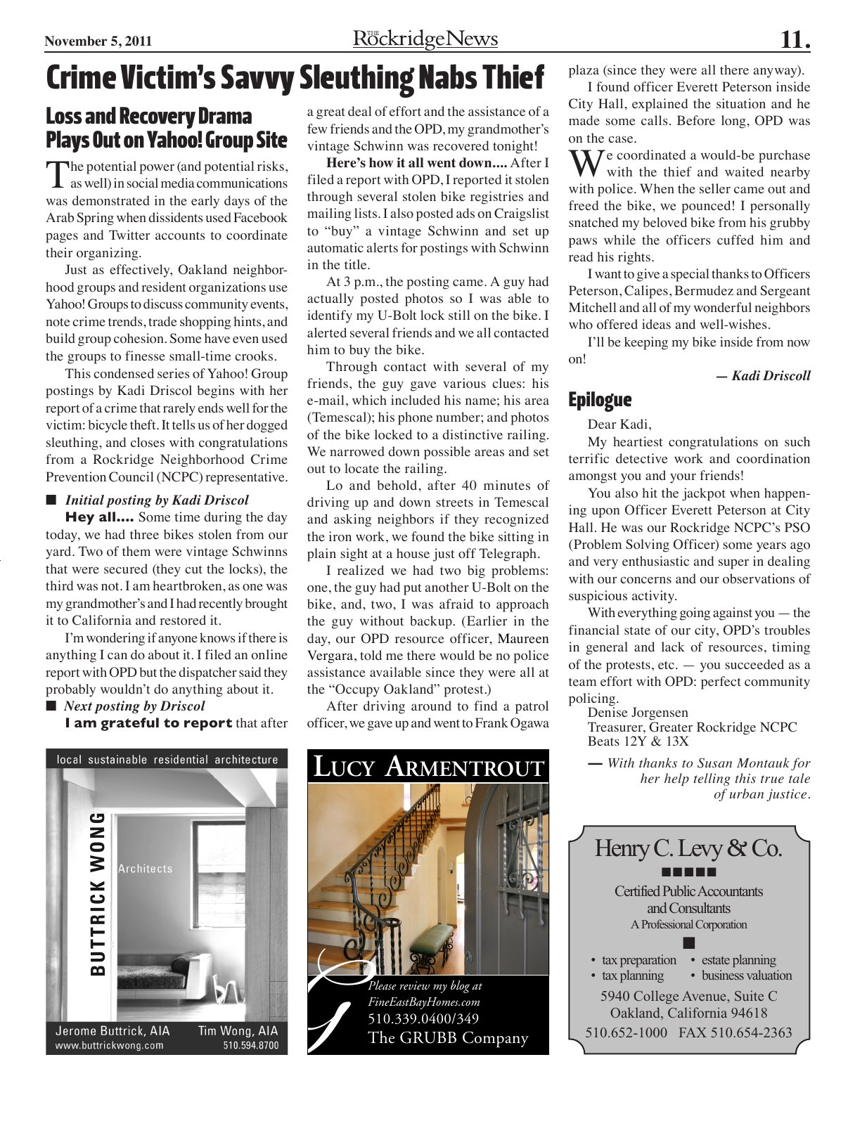 Click to zoom in The Rockridge News, November 2011, page 11