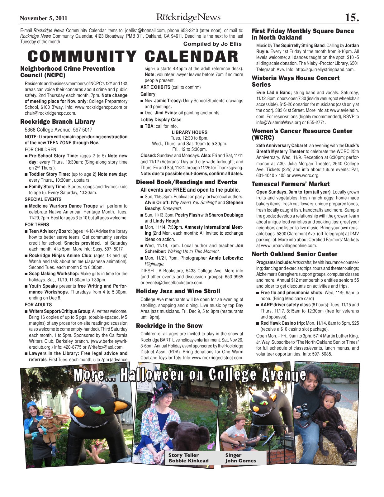 Click to zoom in The Rockridge News, November 2011, page 15