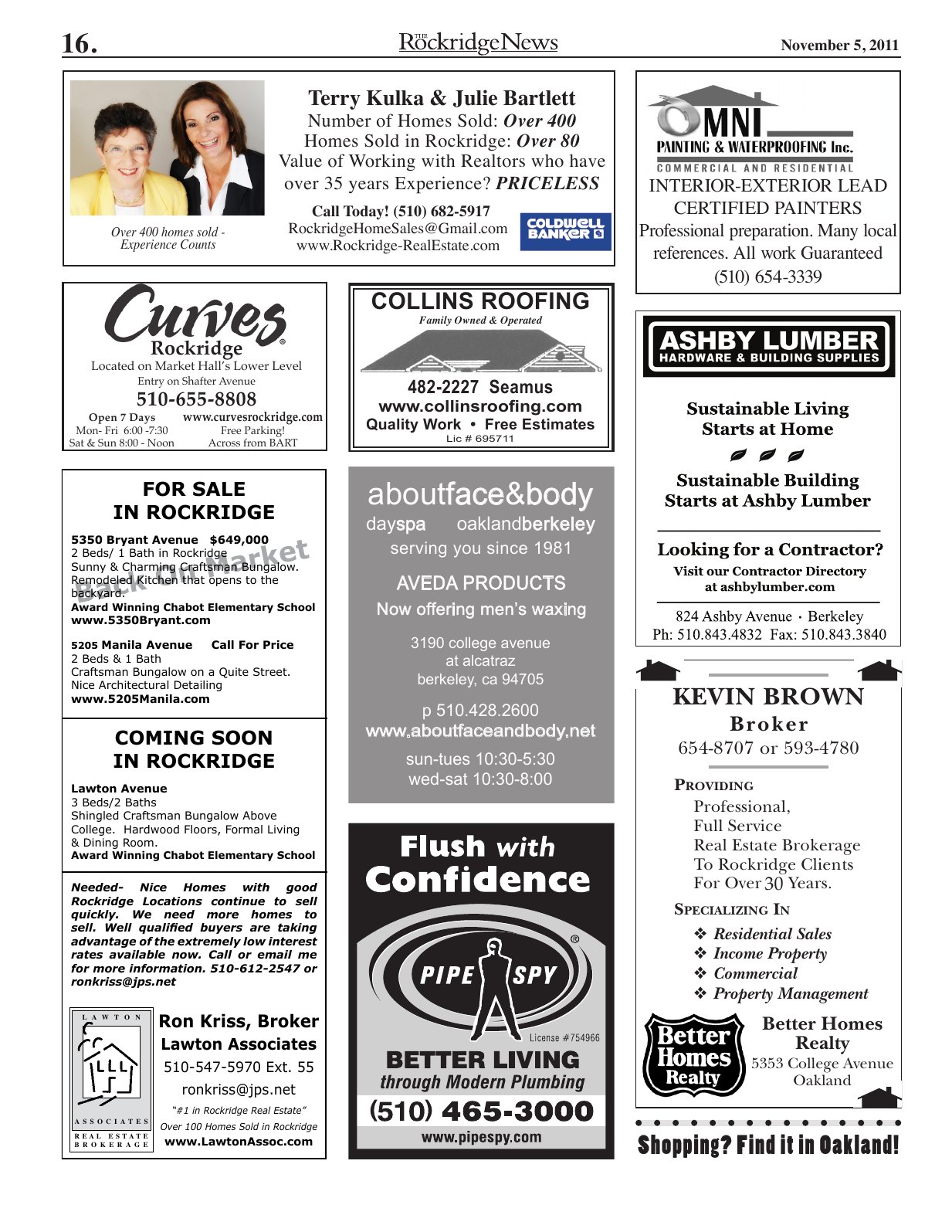 Click to zoom in The Rockridge News, November 2011, page 16