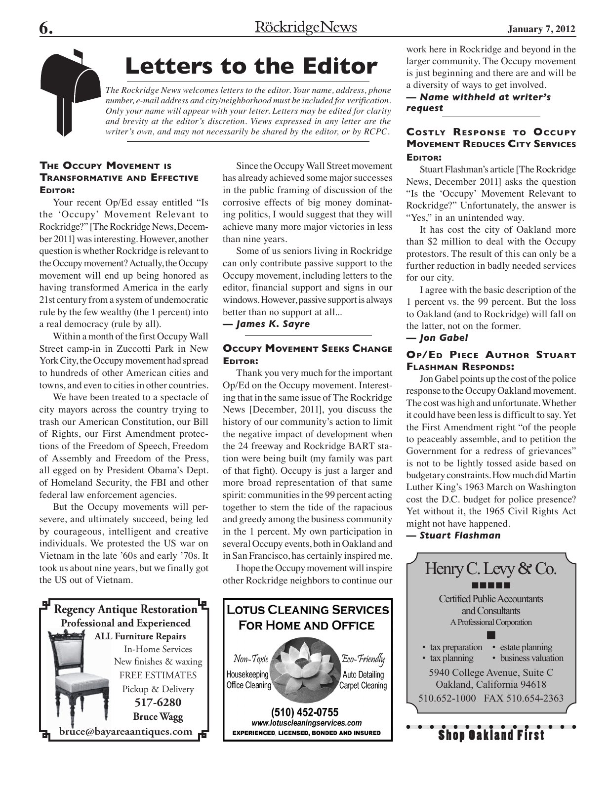 Click to zoom in The Rockridge News, January 2012, page 6