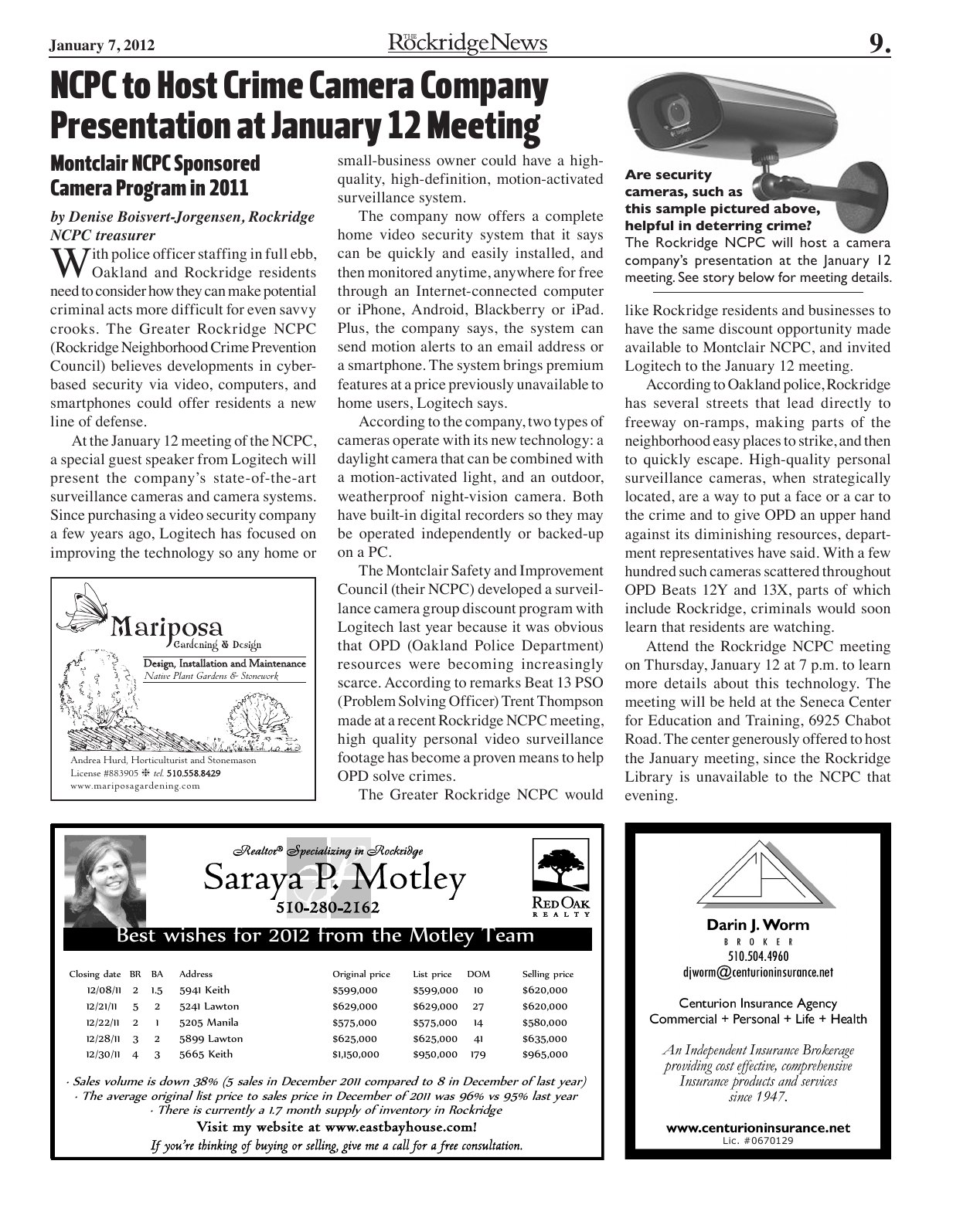 Click to zoom in The Rockridge News, January 2012, page 9