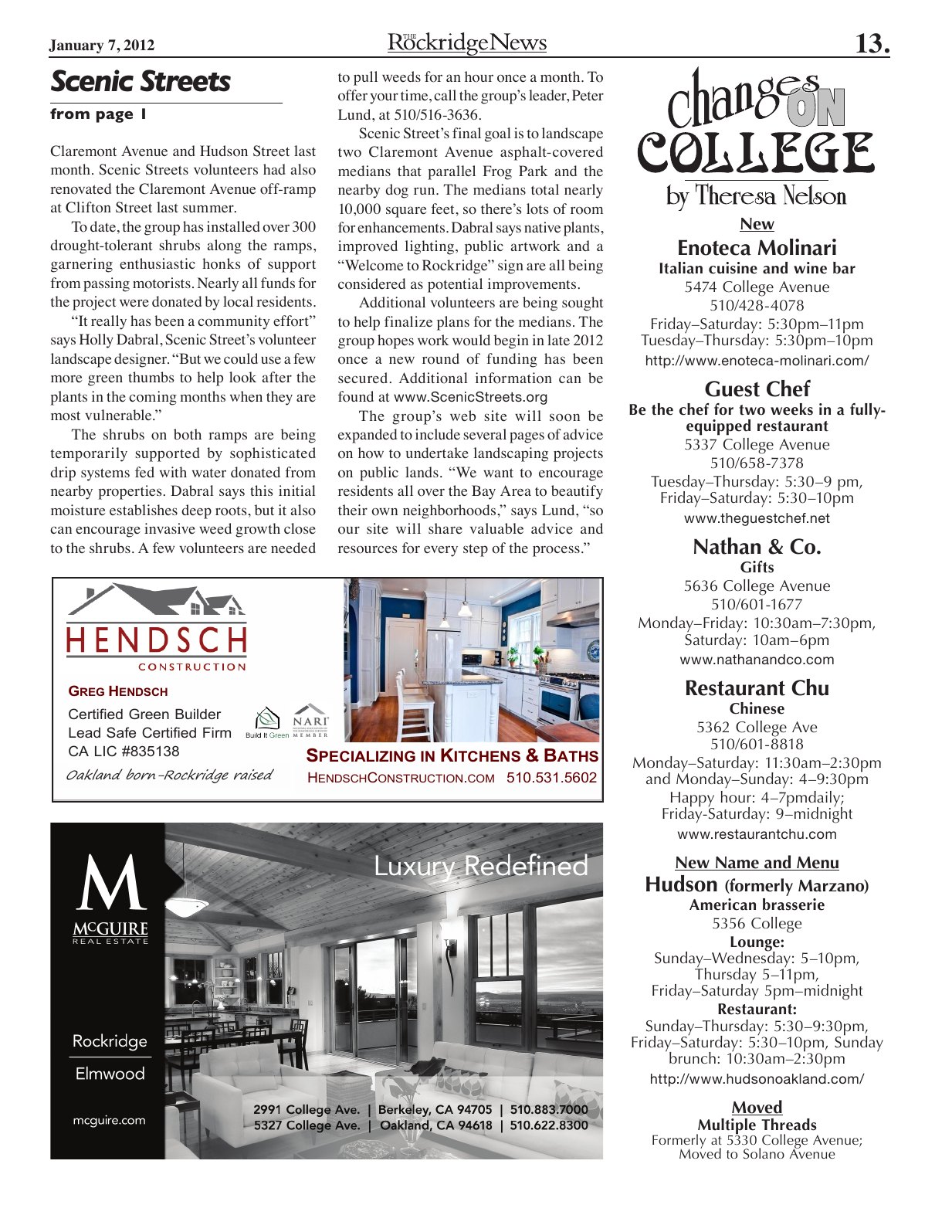 Click to zoom in The Rockridge News, January 2012, page 13