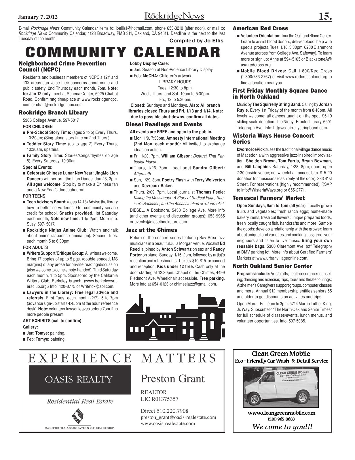 Click to zoom in The Rockridge News, January 2012, page 15